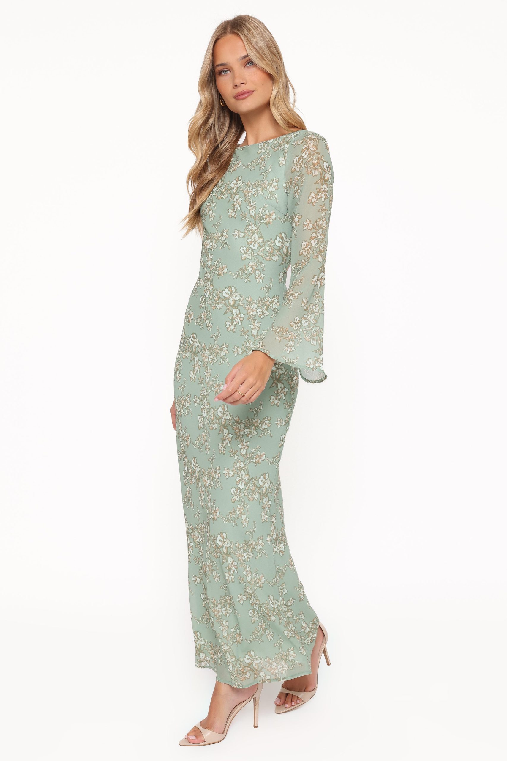 Yolanda Long Sleeve Maxi Dress - Sage Green Floral - Image 4