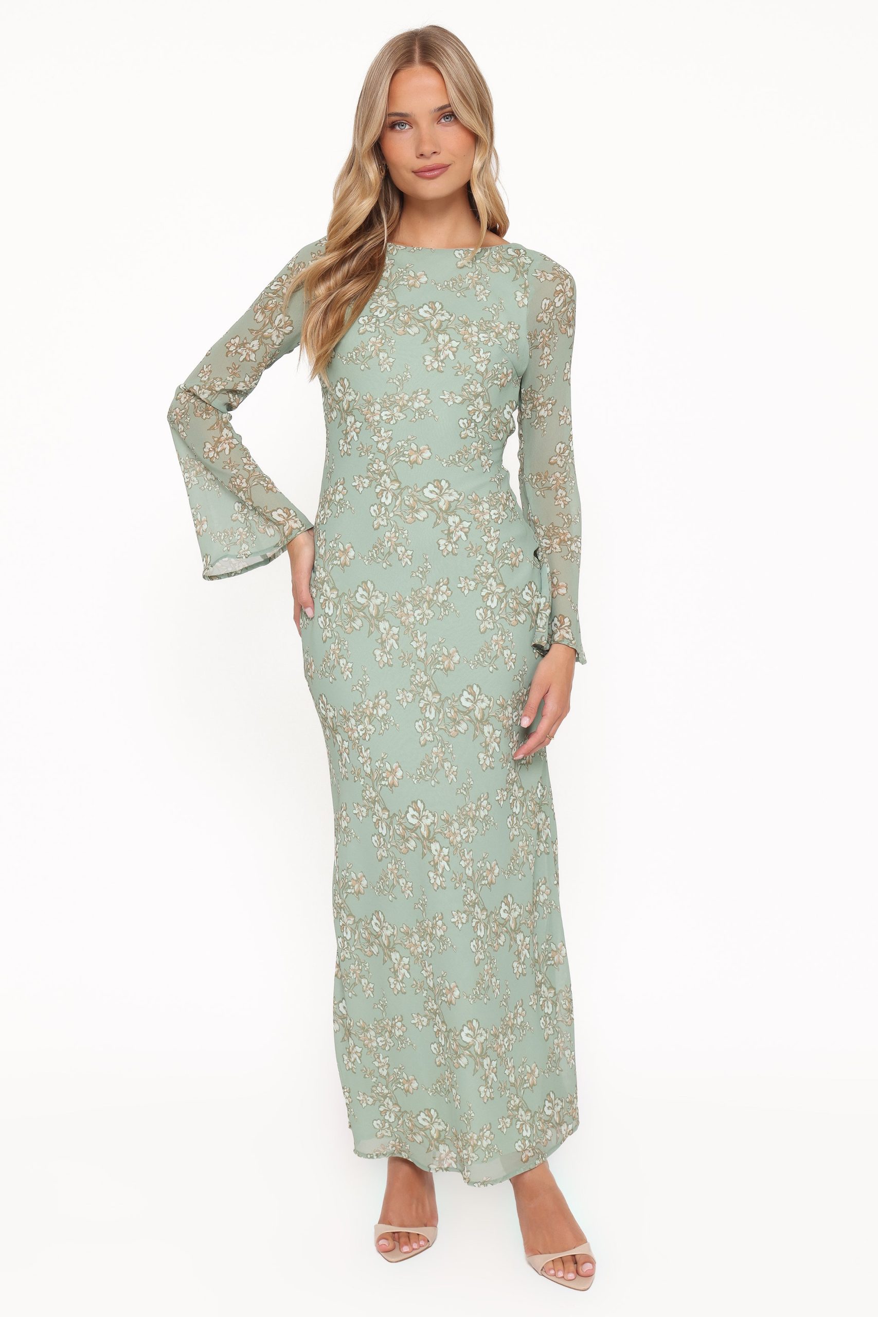 Yolanda Long Sleeve Maxi Dress - Sage Green Floral - Image 2