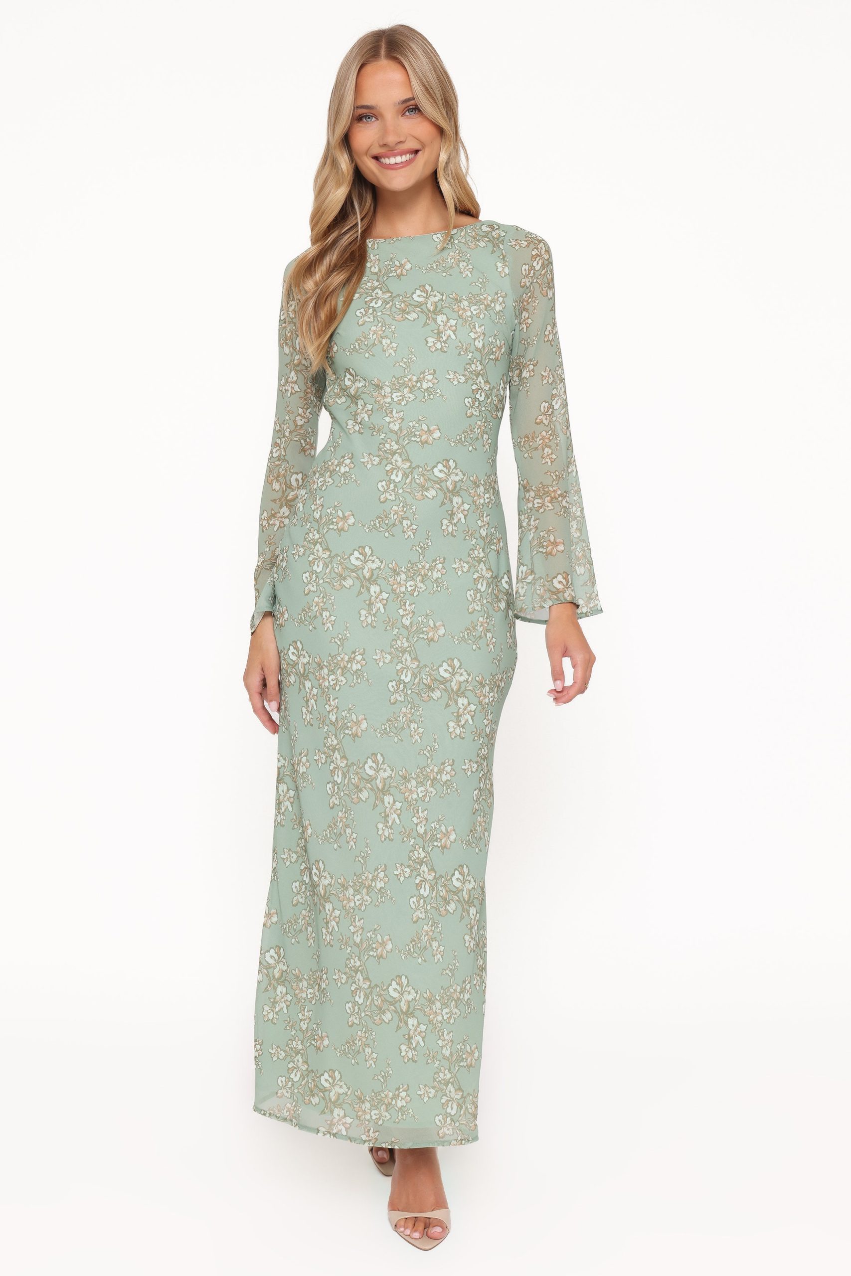 Yolanda Long Sleeve Maxi Dress - Sage Green Floral - Image 6
