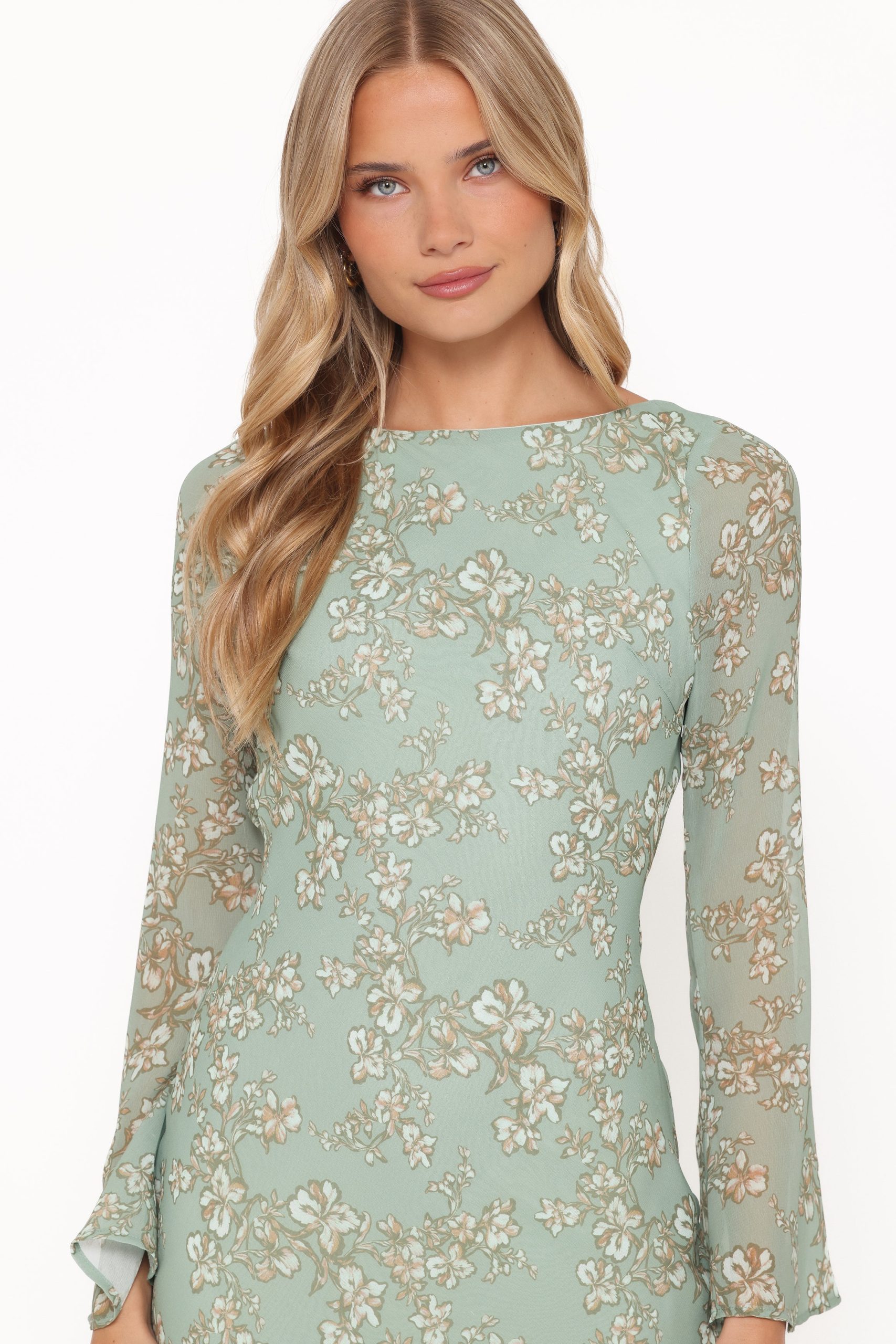 Yolanda Long Sleeve Maxi Dress - Sage Green Floral - Image 3