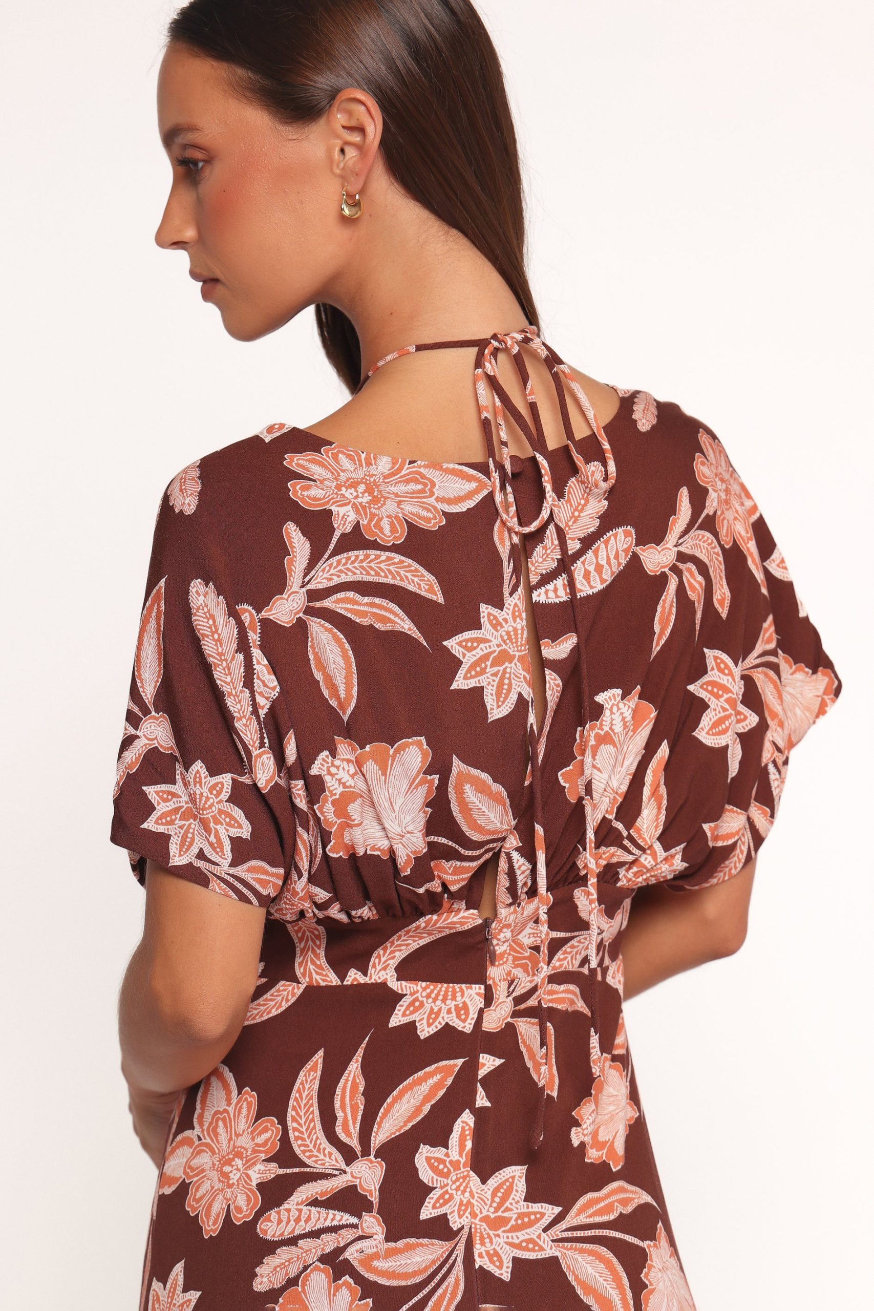 Yolande Midi Dress - Orange Floral - Image 4