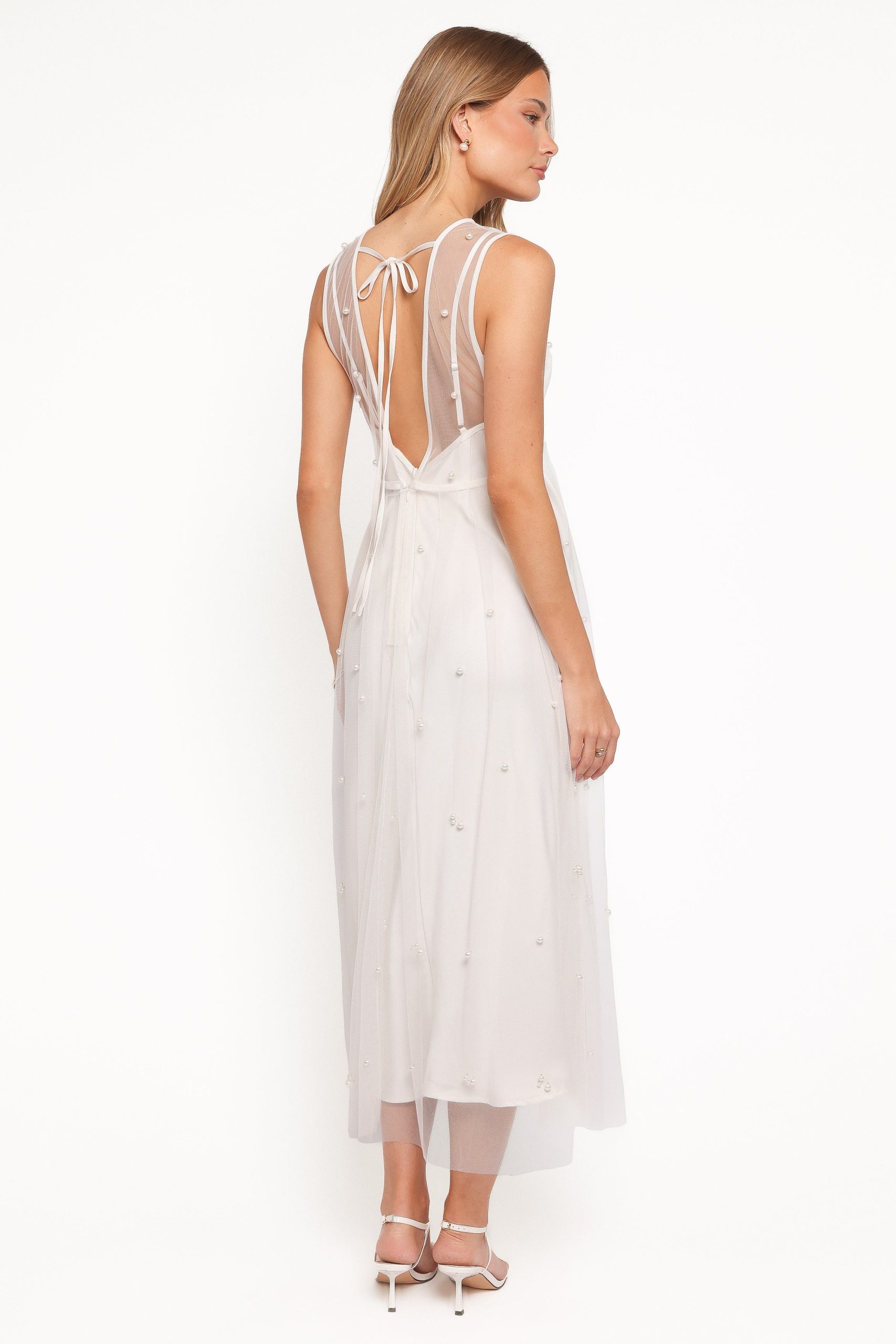 Yulia Pearl Midi Dress - Ecru - Image 5