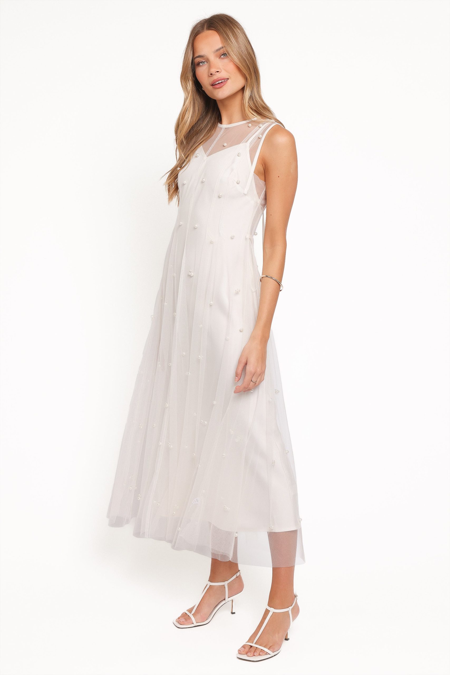 Yulia Pearl Midi Dress - Ecru - Image 4