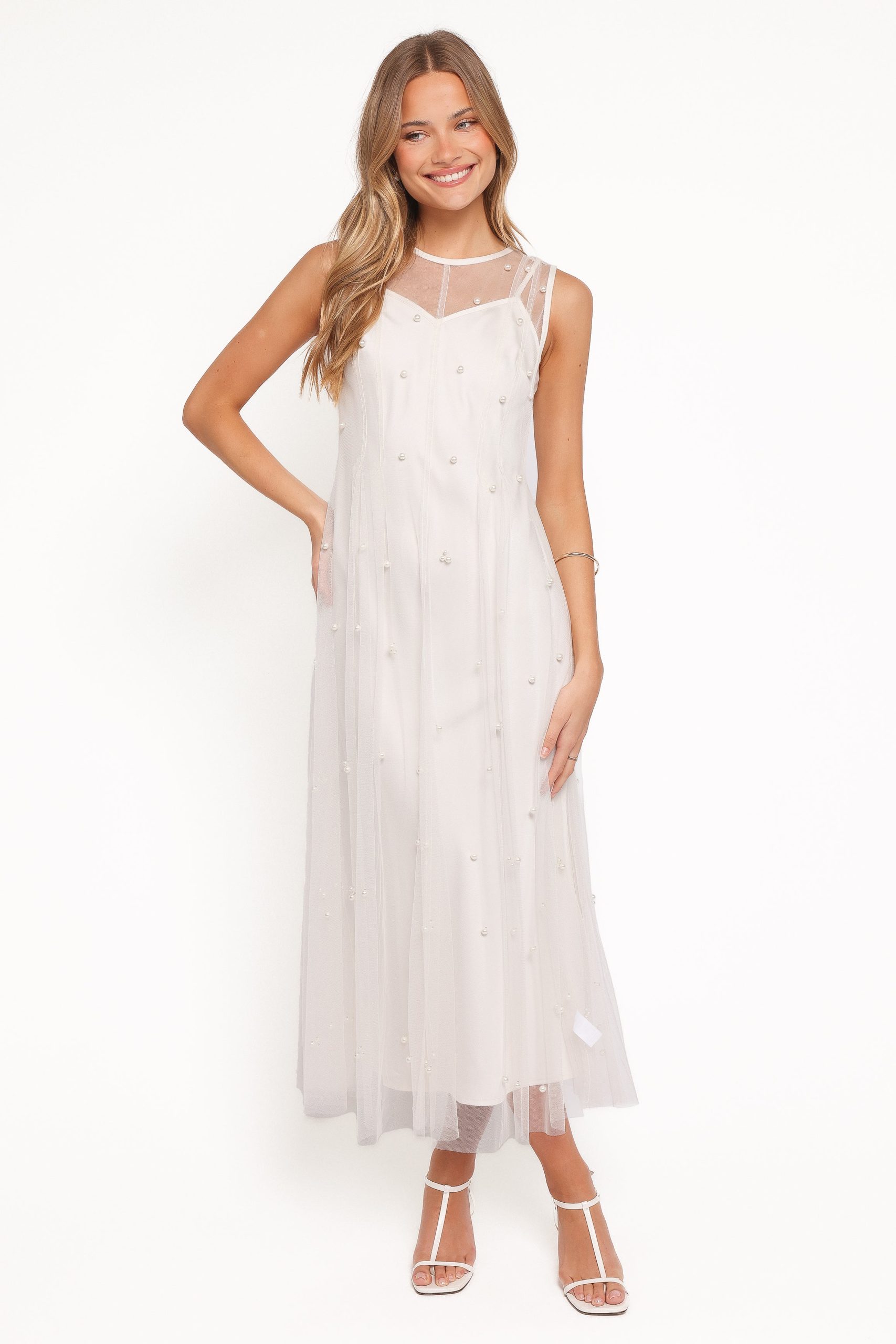 Yulia Pearl Midi Dress - Ecru - Image 2