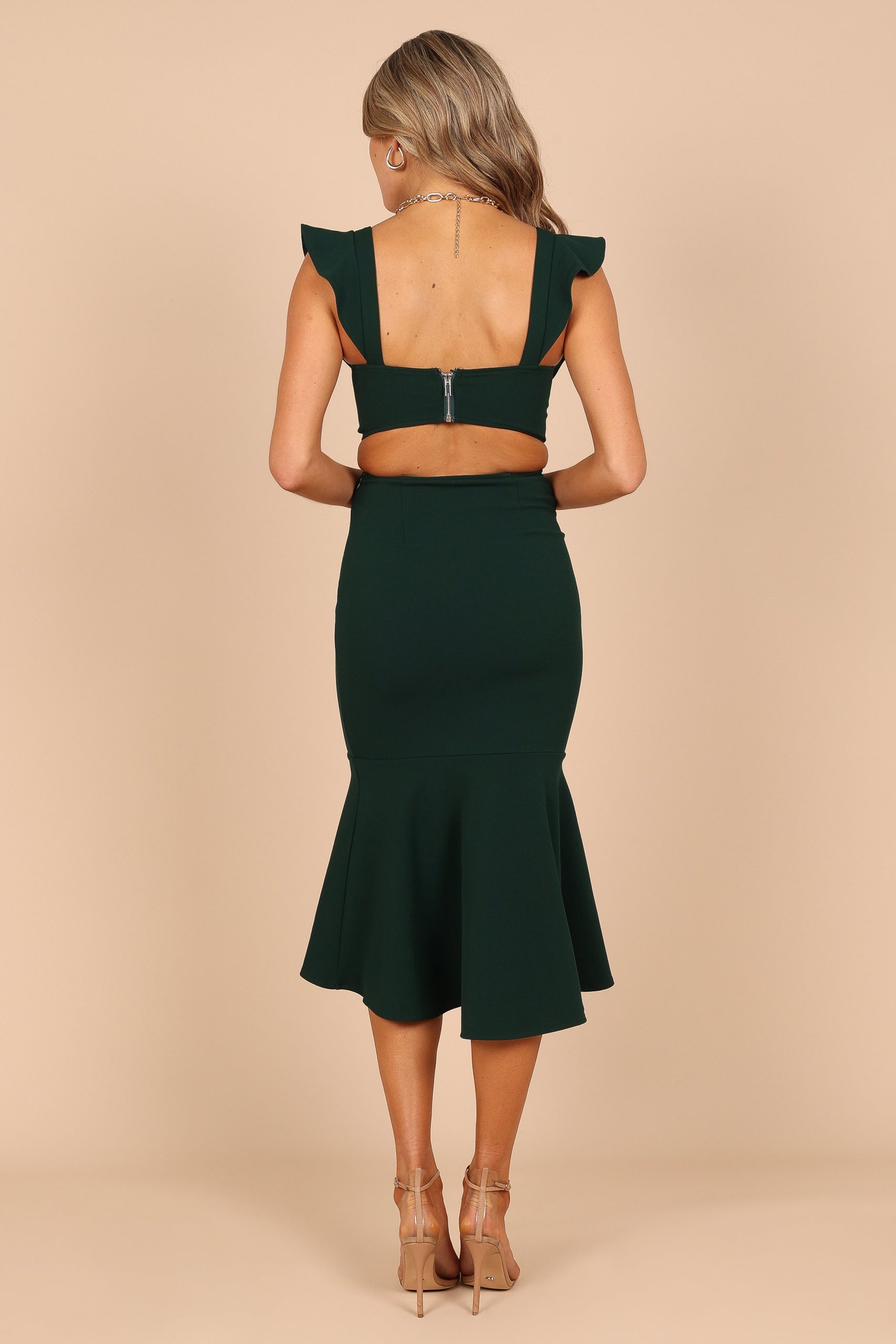 Yvonne Hi Lo Midi Dress - Emerald - Image 3