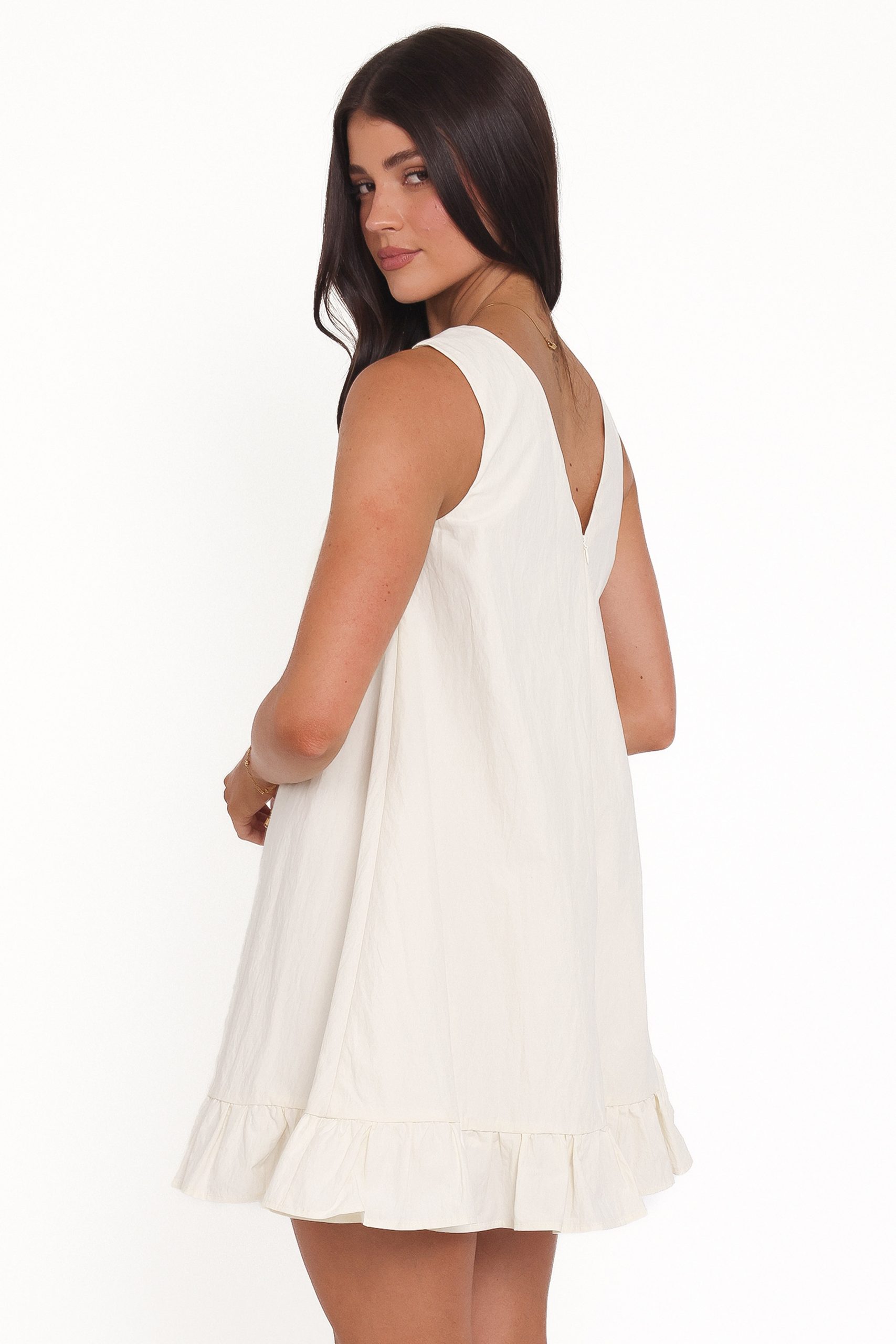 Zena Mini Dress - Cream - Image 4