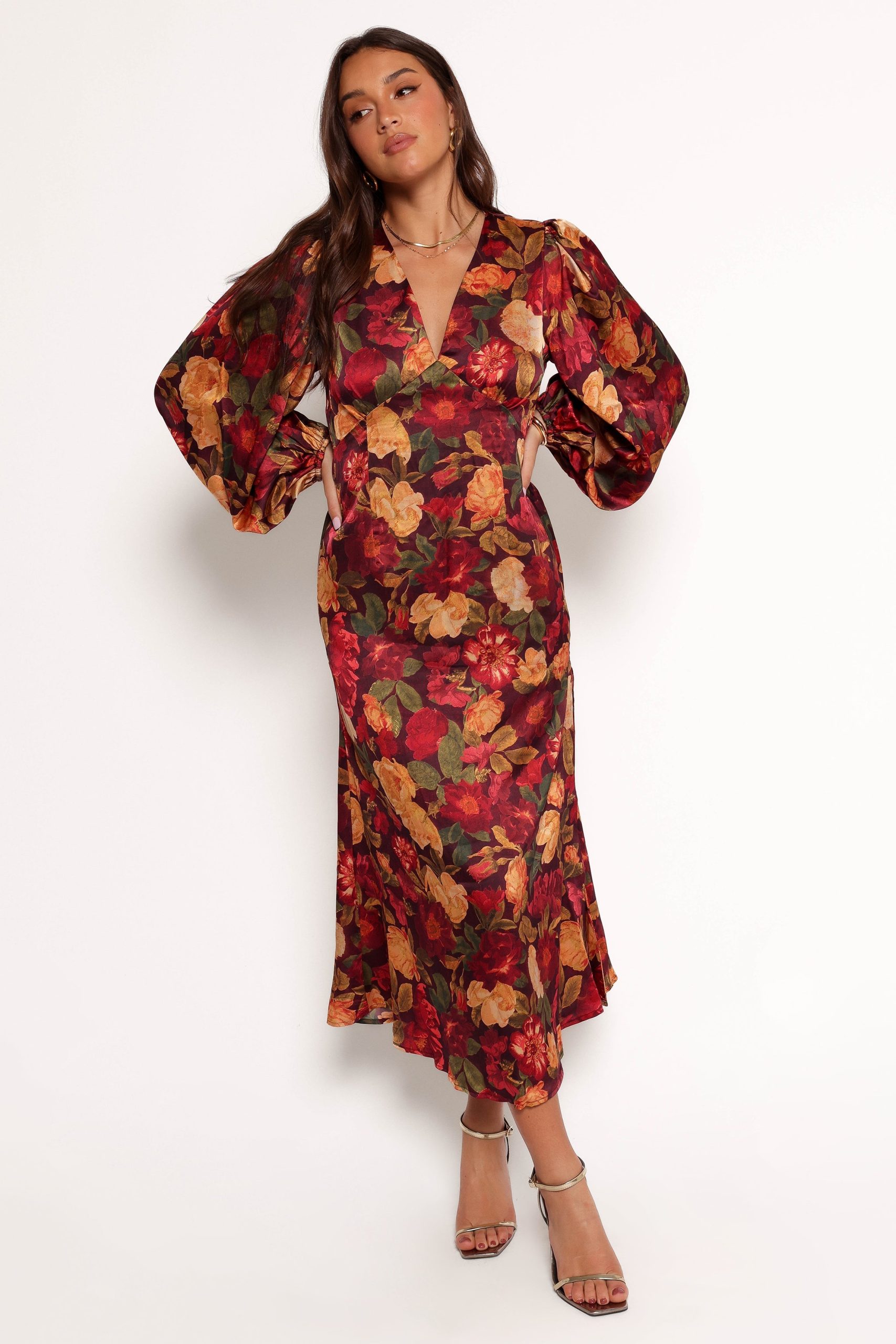 Zimmer Long Sleeve Maxi Dress - Sangria Bloom - Image 2