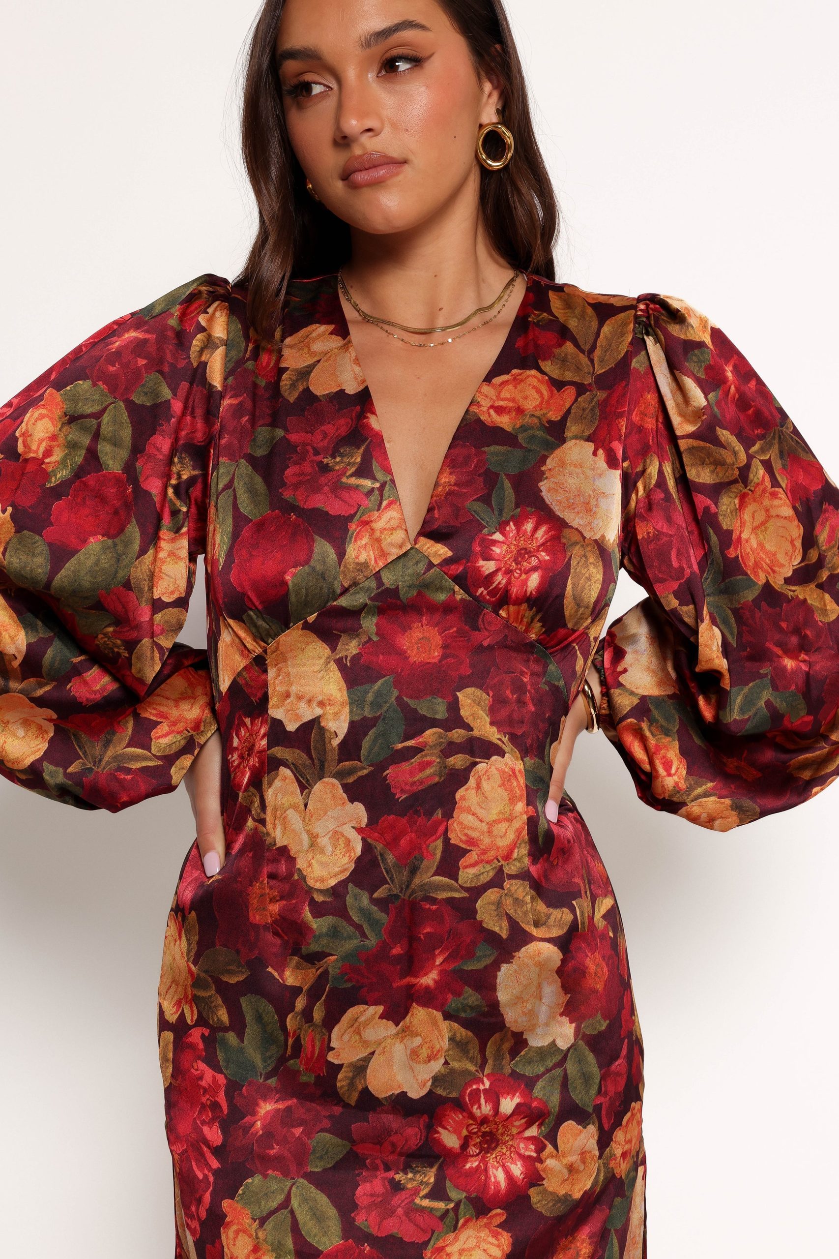 Zimmer Long Sleeve Maxi Dress - Sangria Bloom - Image 6