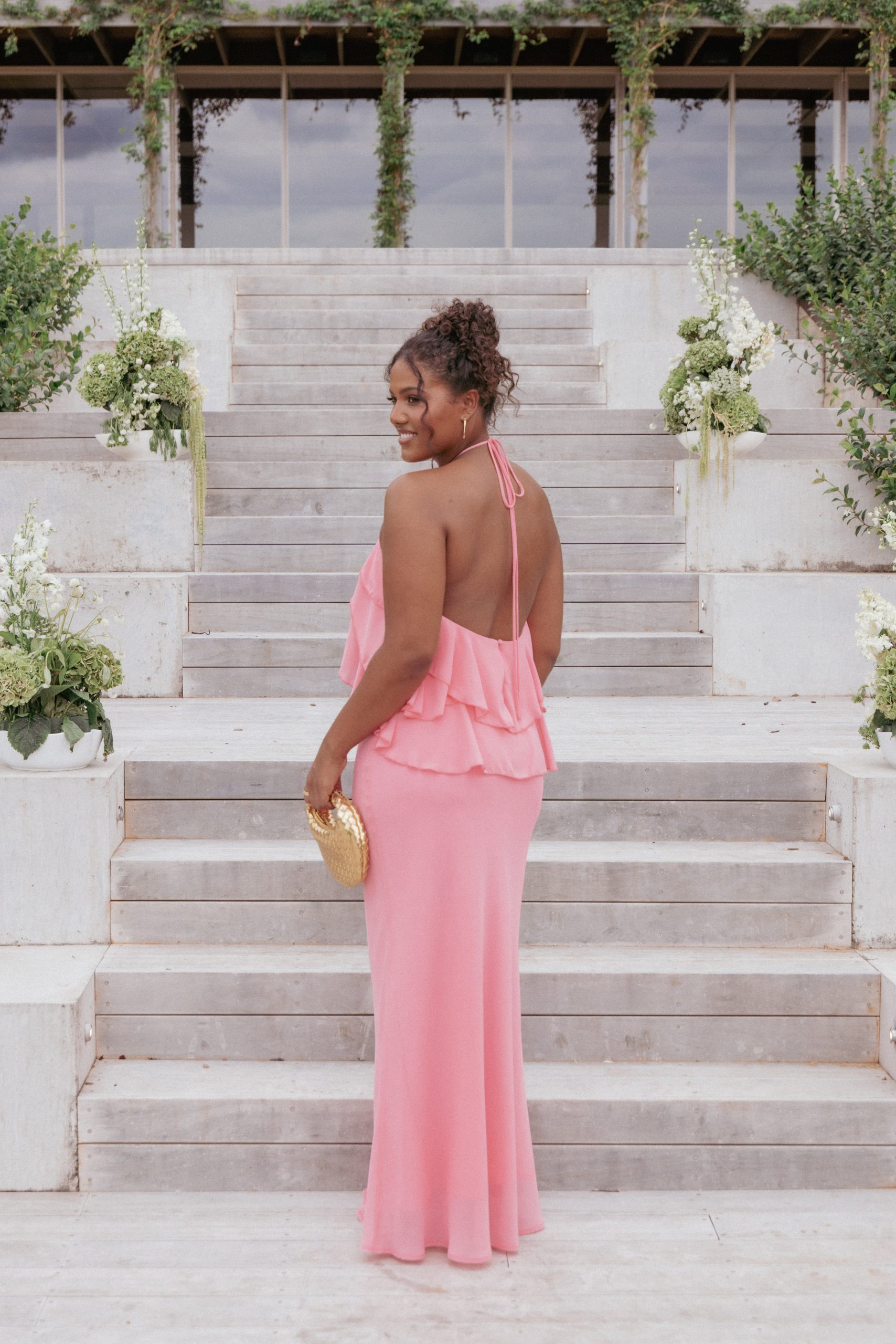 Zorina Halterneck Maxi Dress - Coral - Image 7