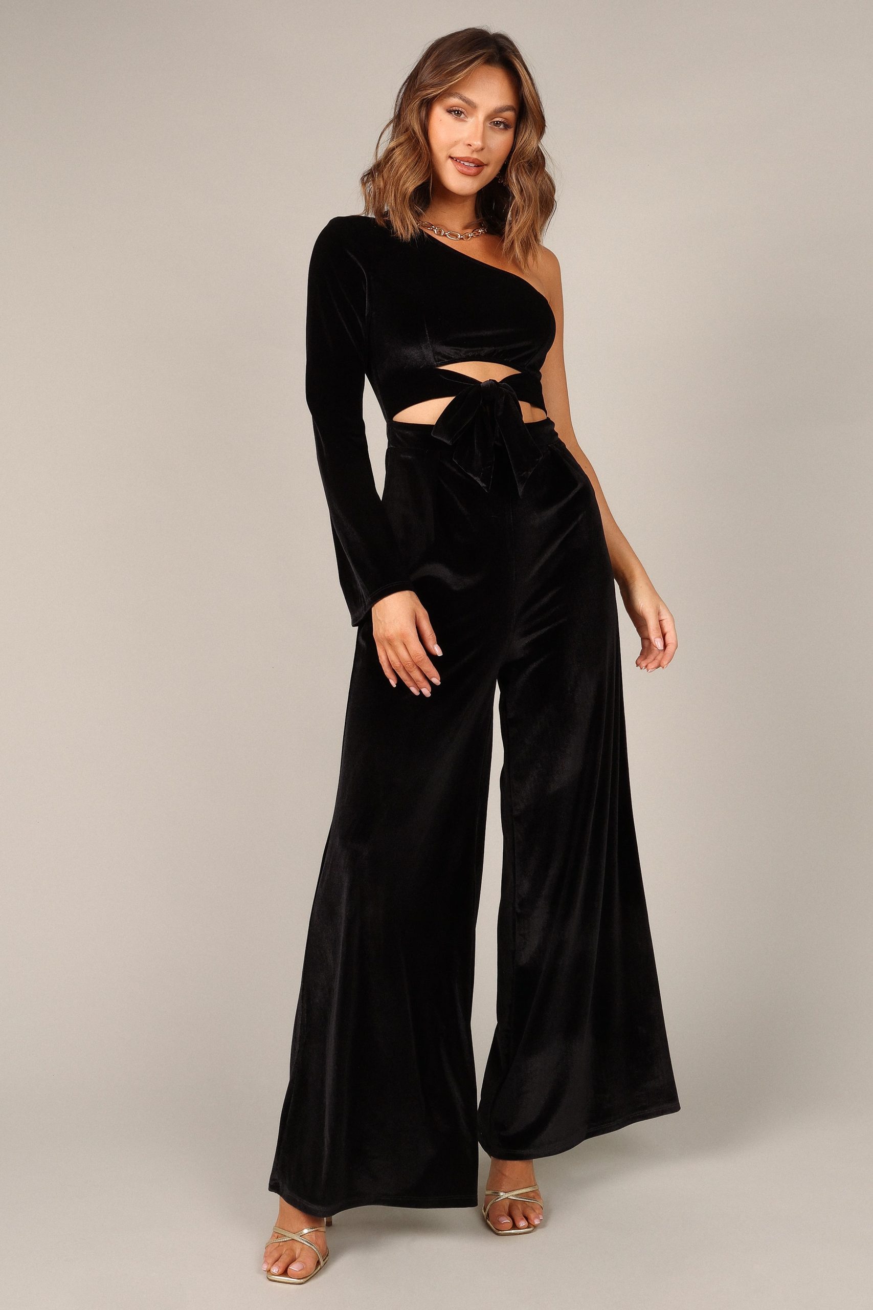 Avery Velvet Jumpsuit - Black - Image 2