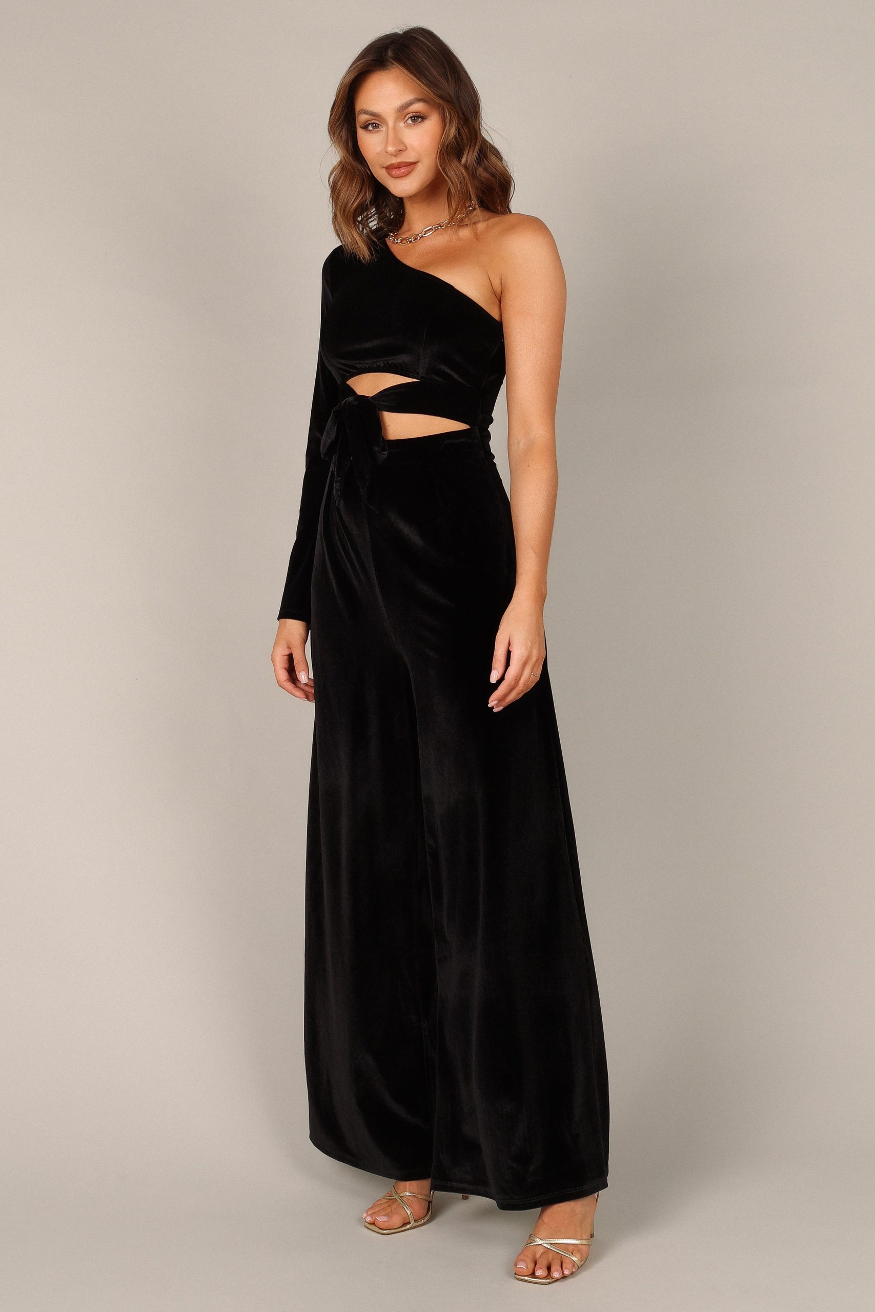 Avery Velvet Jumpsuit - Black - Image 5