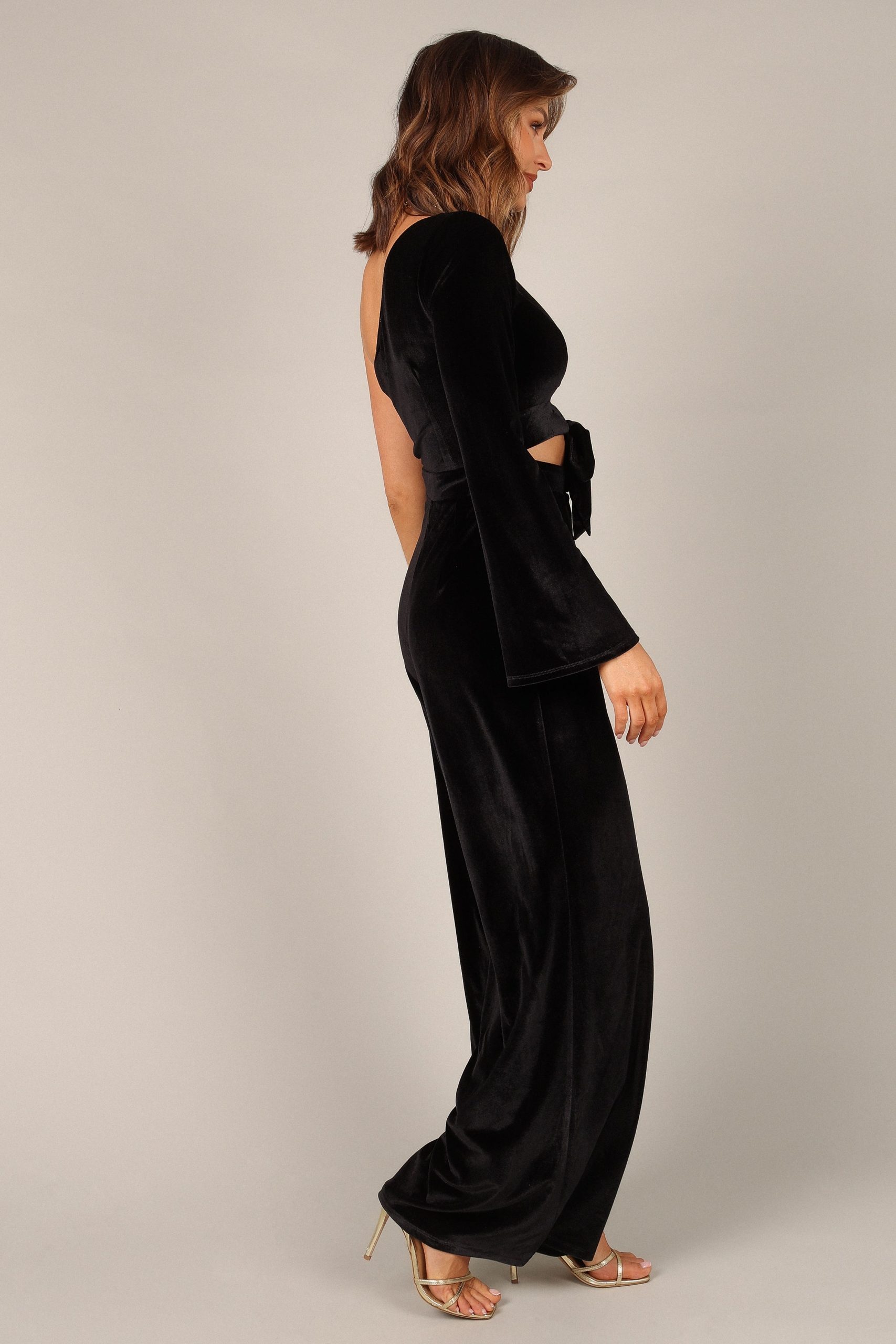 Avery Velvet Jumpsuit - Black - Image 7