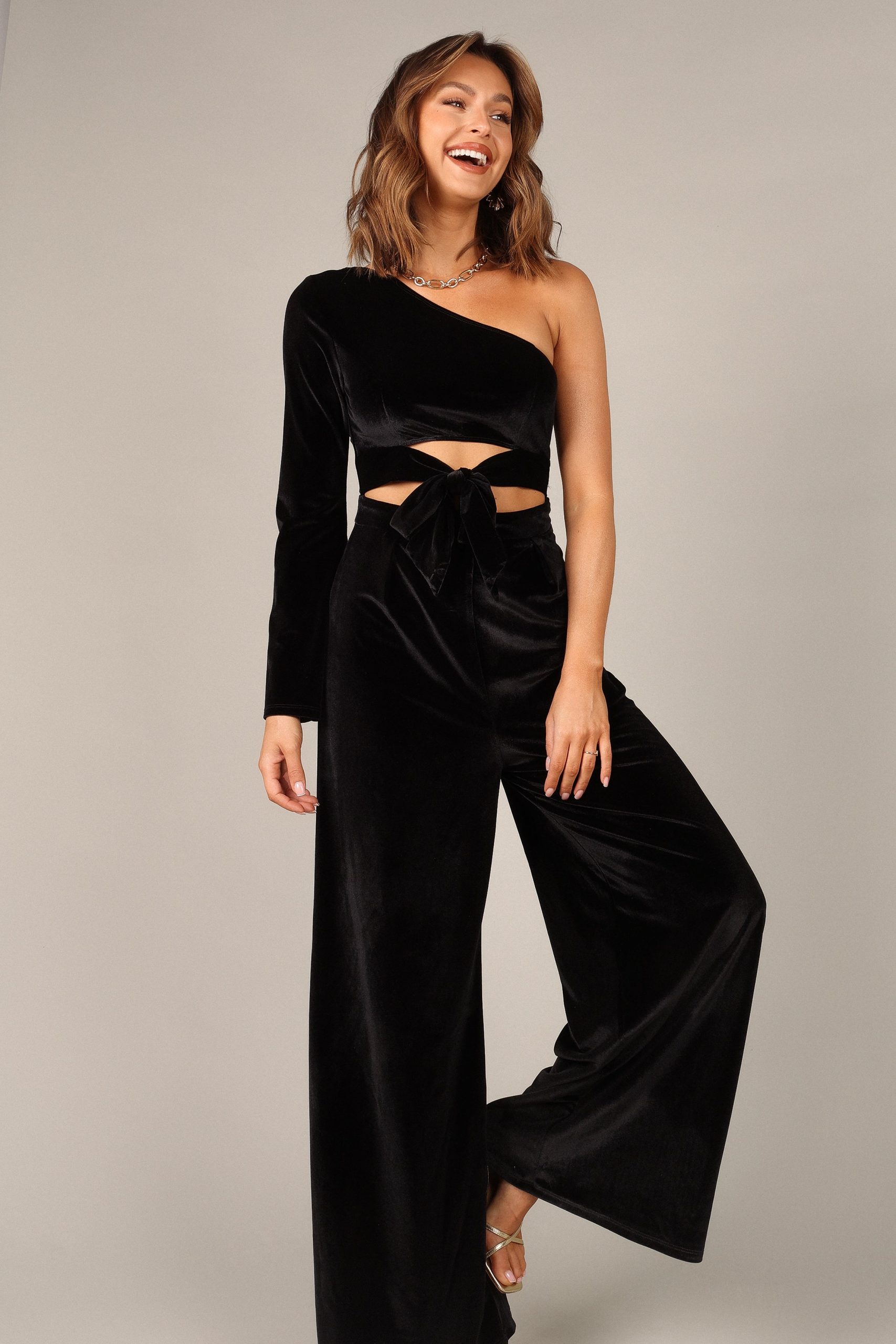Avery Velvet Jumpsuit - Black - Image 11