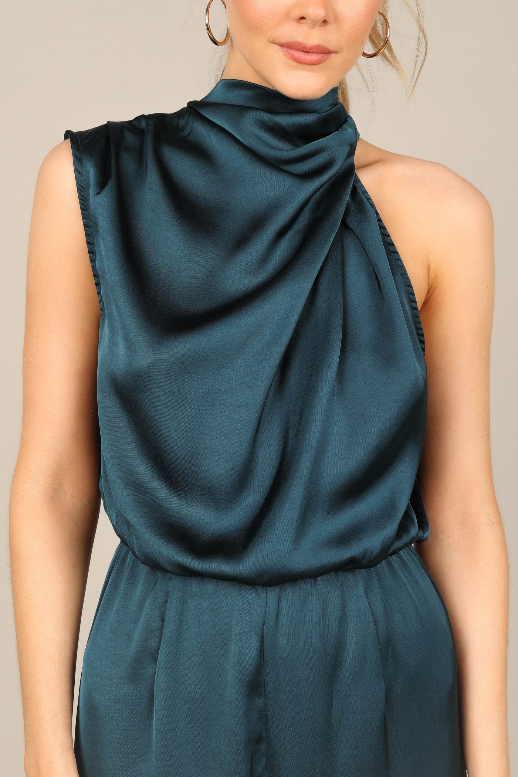 Savannah One Shoulder Jumpsuit - Teal - Image 2