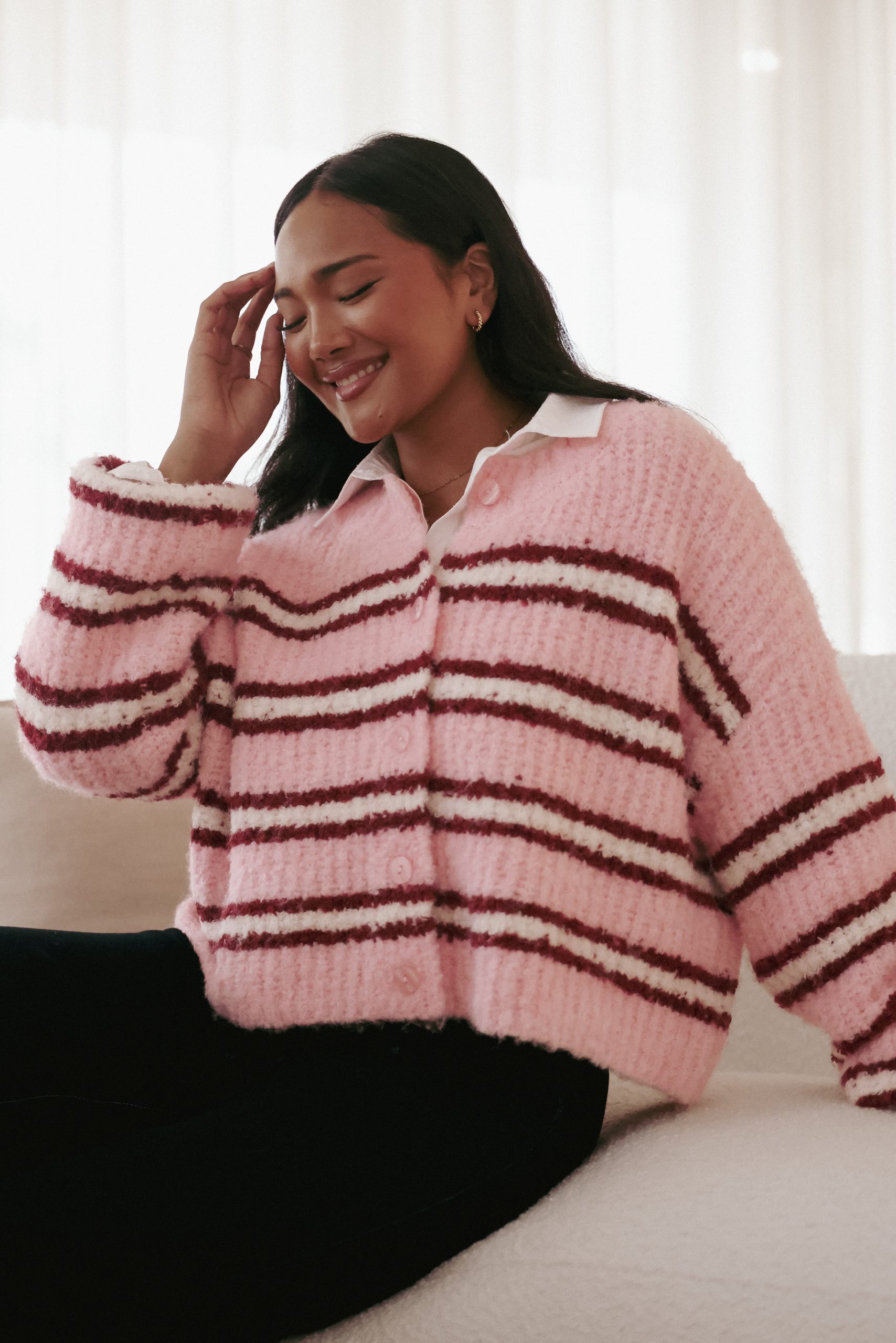Albertine Cardigan - Pink Stripe