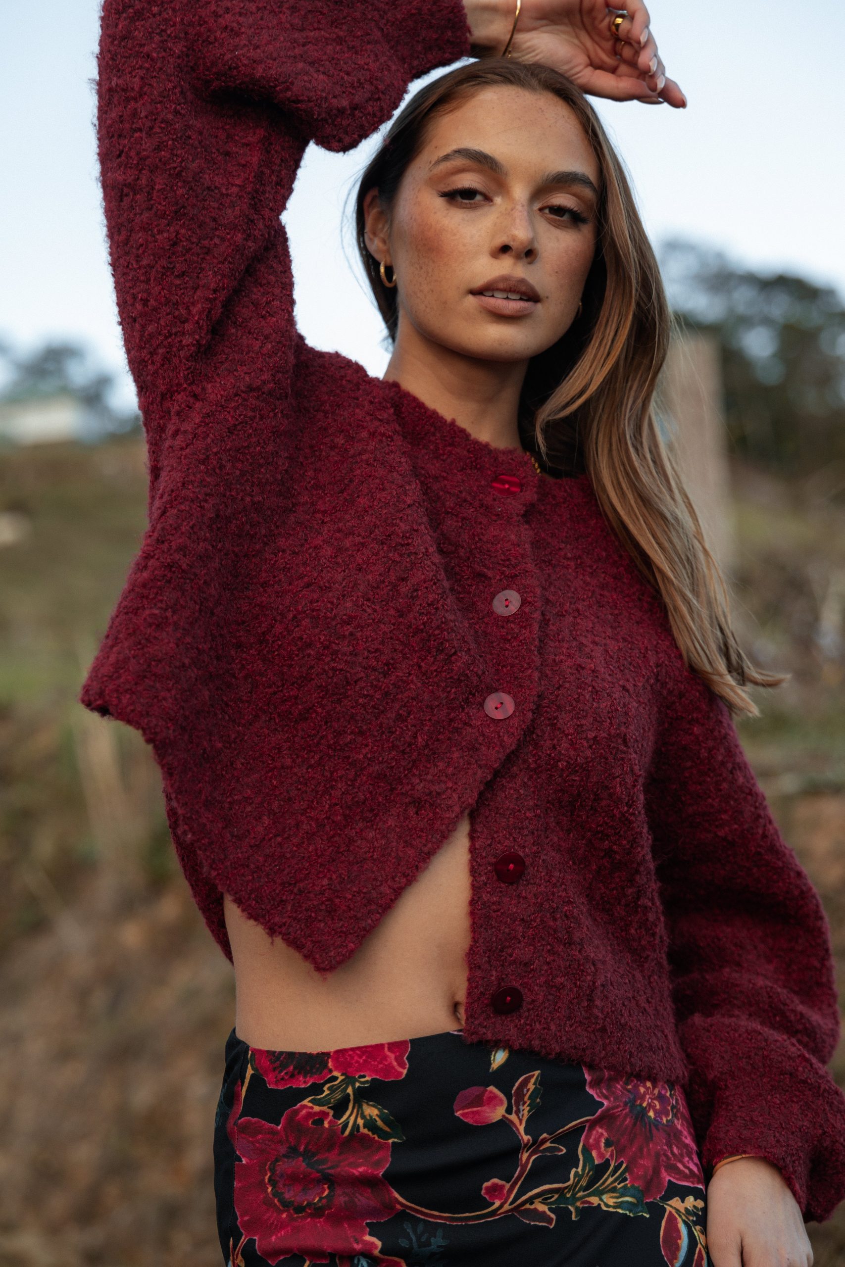 Albertine Cardigan - Wine - Image 3