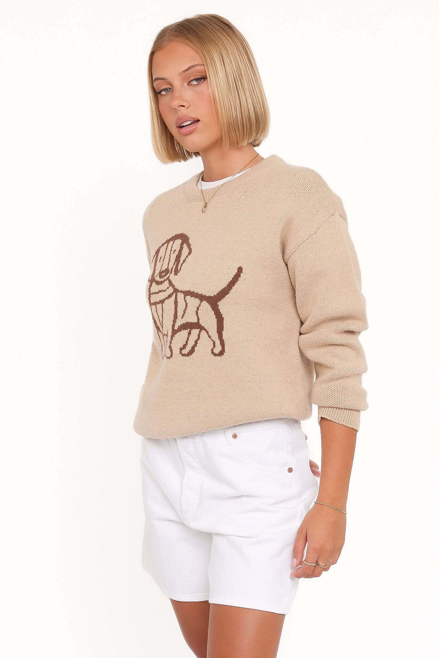 Amber Dachshund Sweater - Beige - Image 4