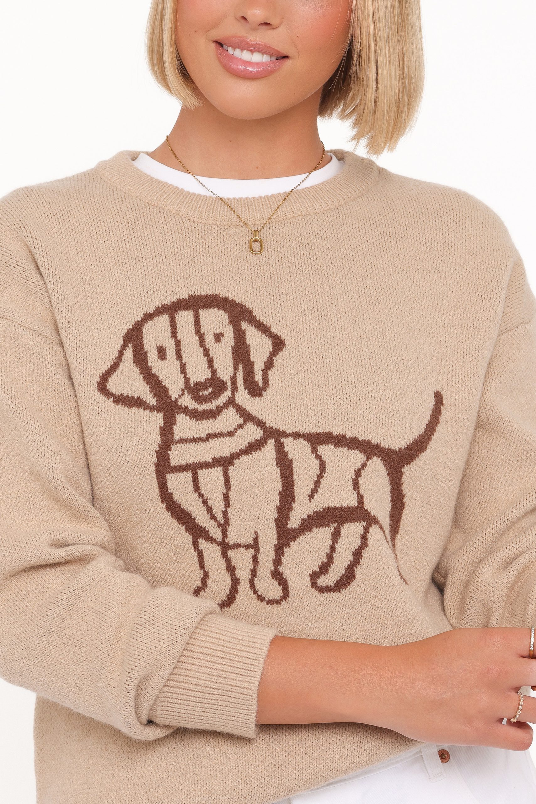 Amber Dachshund Sweater - Beige - Image 3
