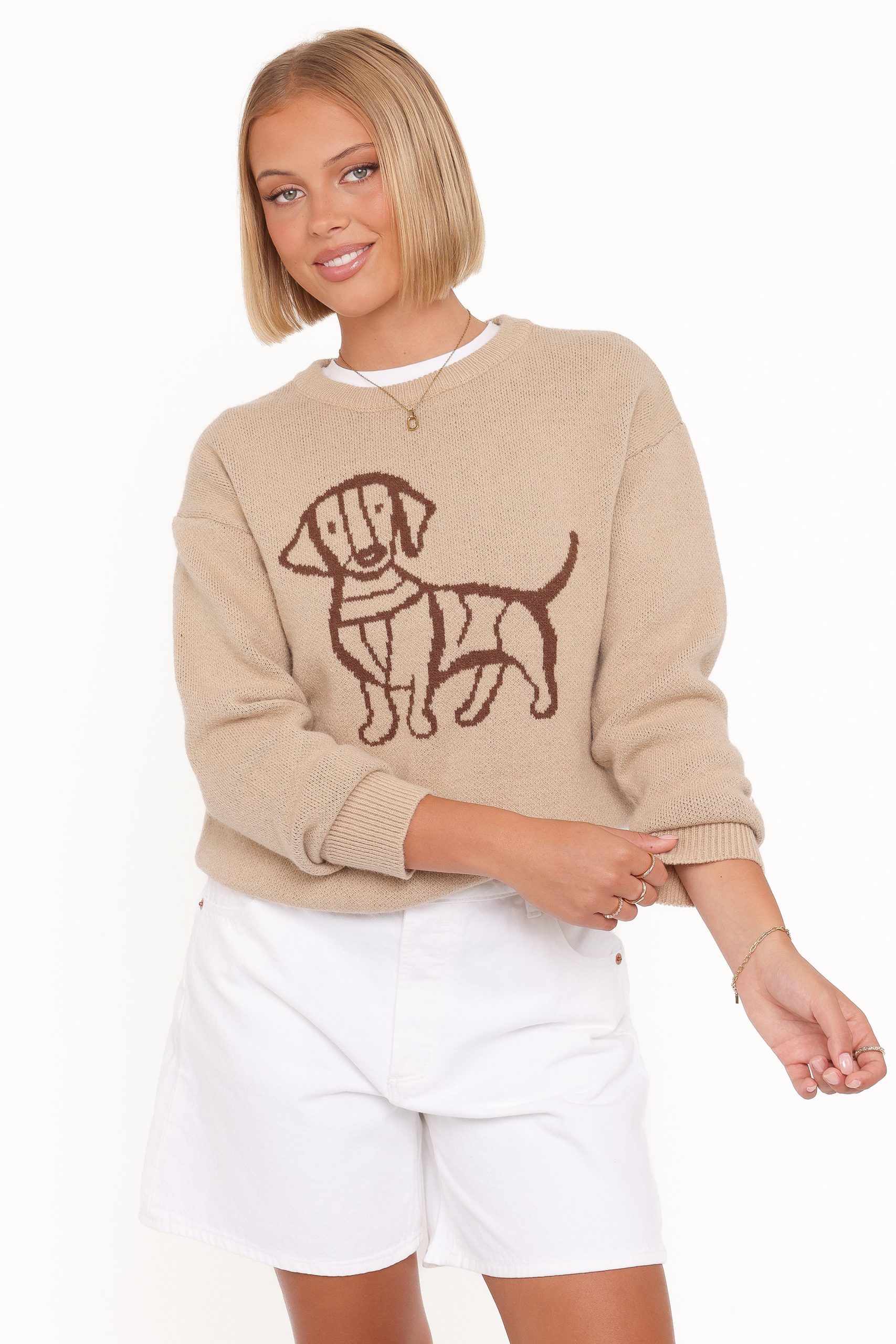 Amber Dachshund Sweater - Beige - Image 2