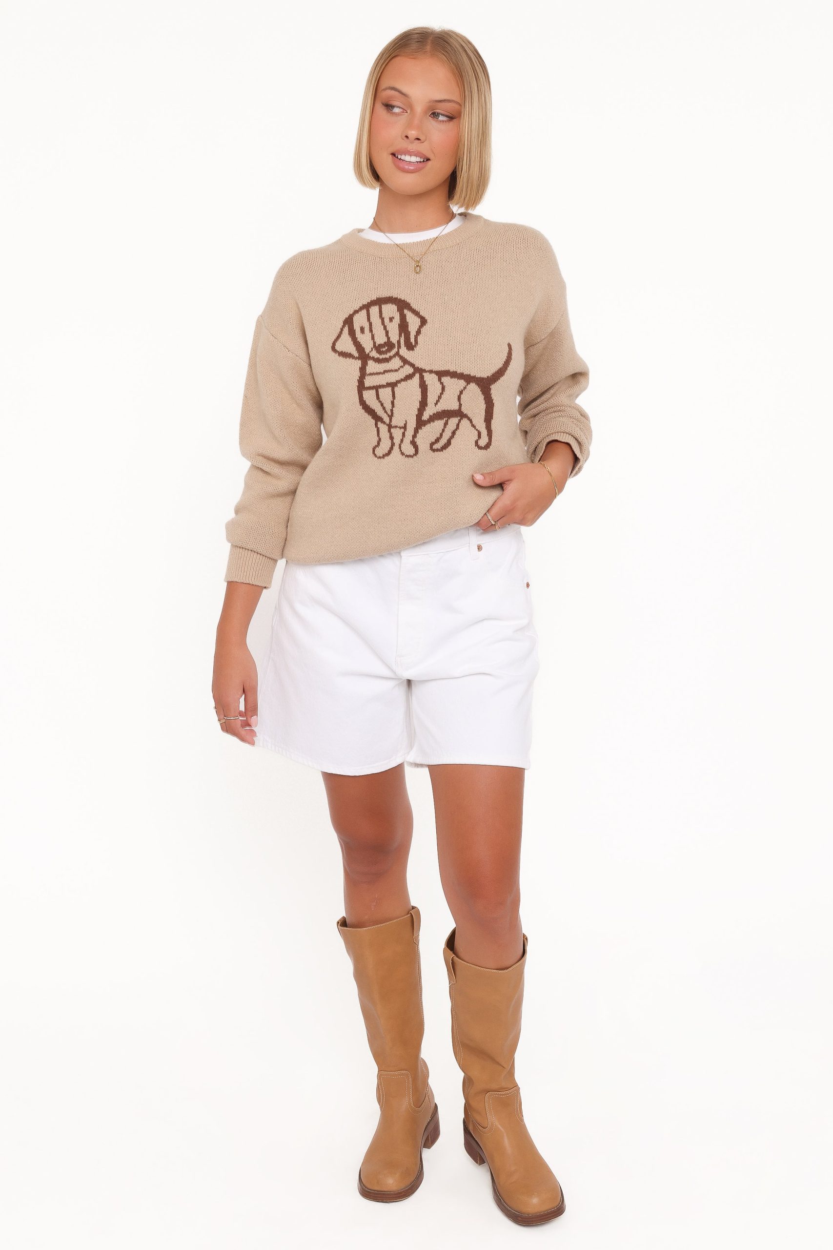 Amber Dachshund Sweater - Beige - Image 6
