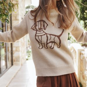 Amber Dachshund Sweater - Beige