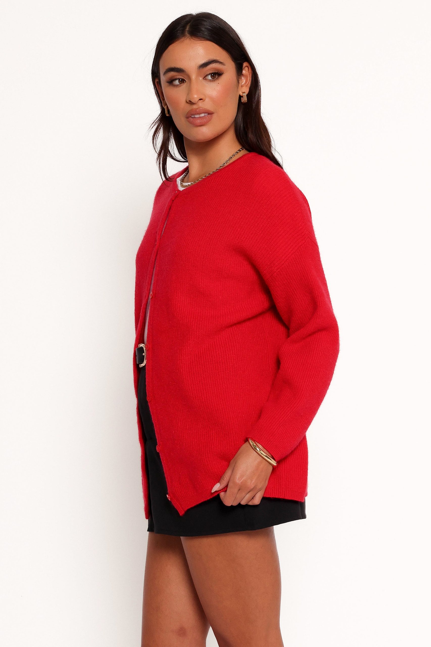 Astor Classic Button Up Cardigan - Red - Image 4