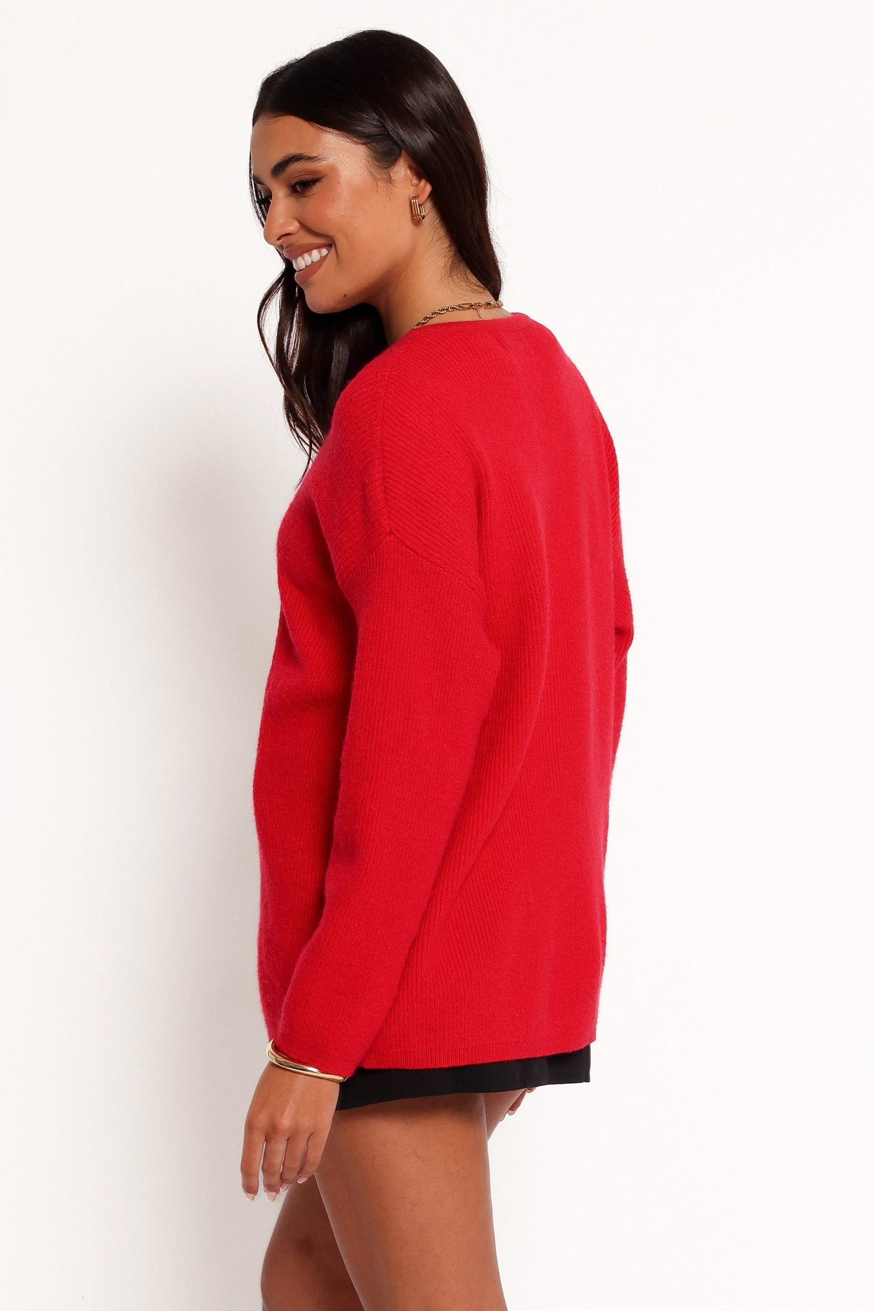 Astor Classic Button Up Cardigan - Red - Image 5