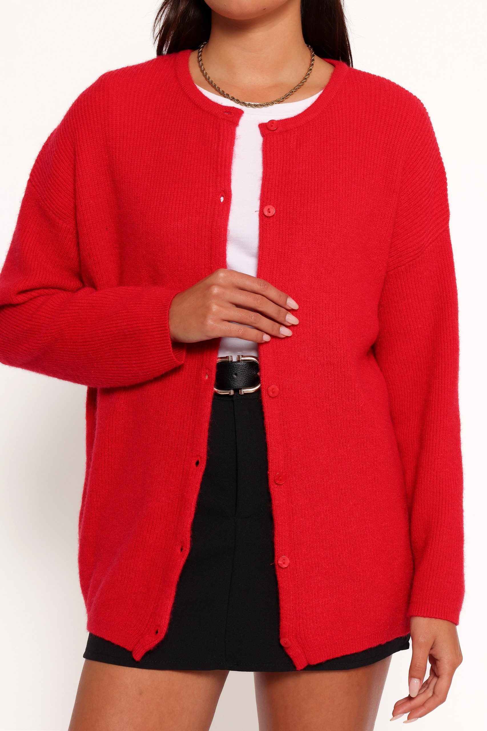 Astor Classic Button Up Cardigan - Red - Image 7