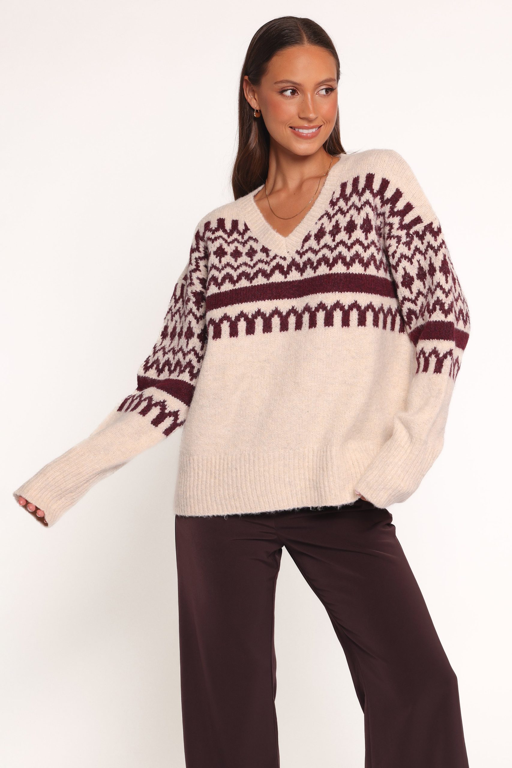 Astrid Sweater - Beige Cherry - Image 2