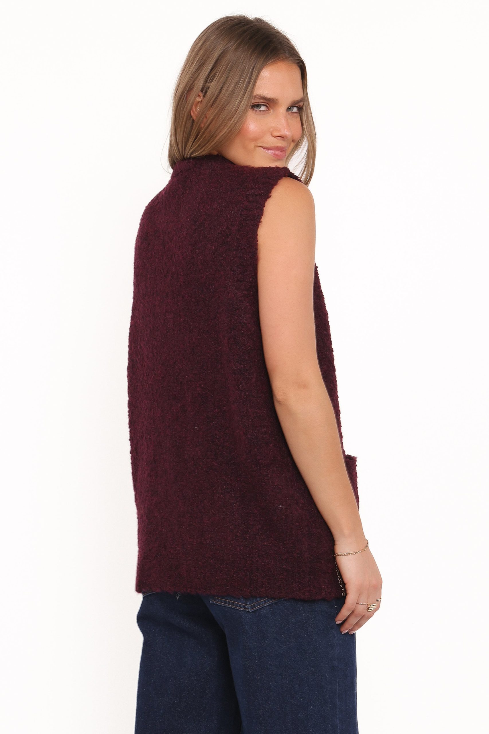 Avery Knit Vest - Wine - Image 5