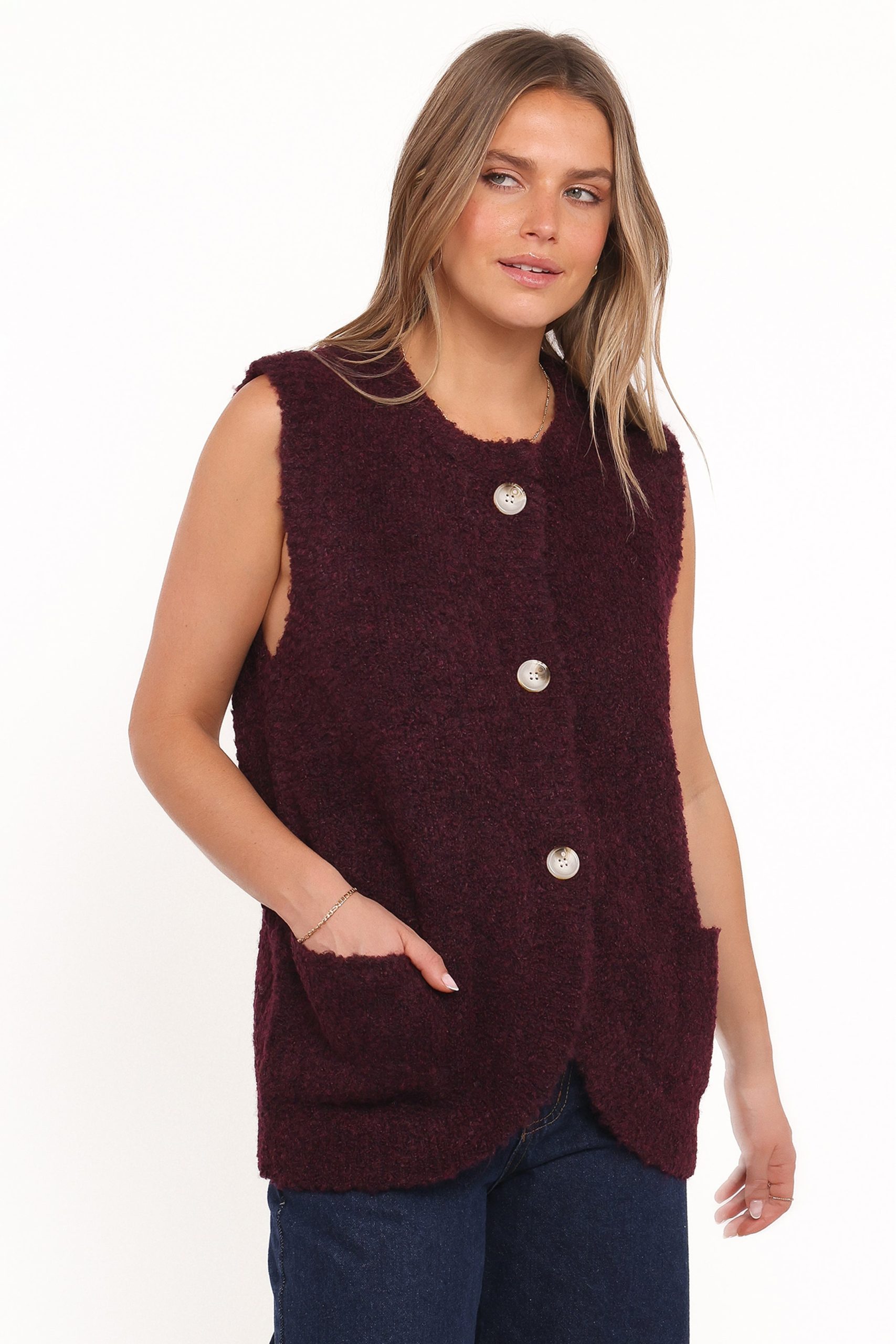 Avery Knit Vest - Wine - Image 4