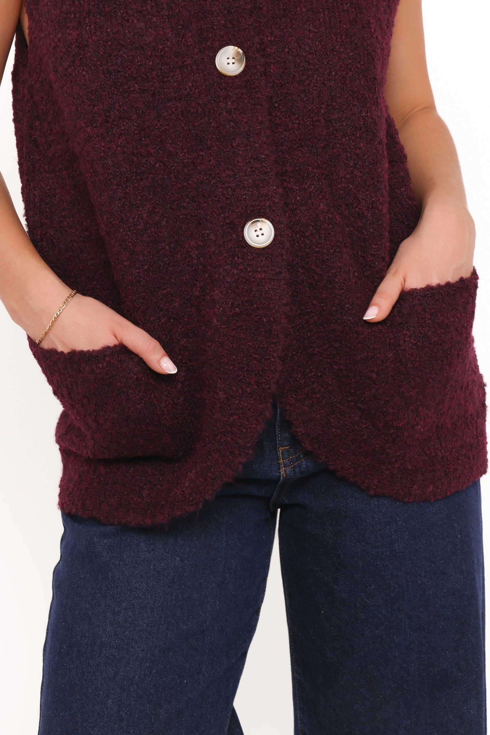 Avery Knit Vest - Wine - Image 3