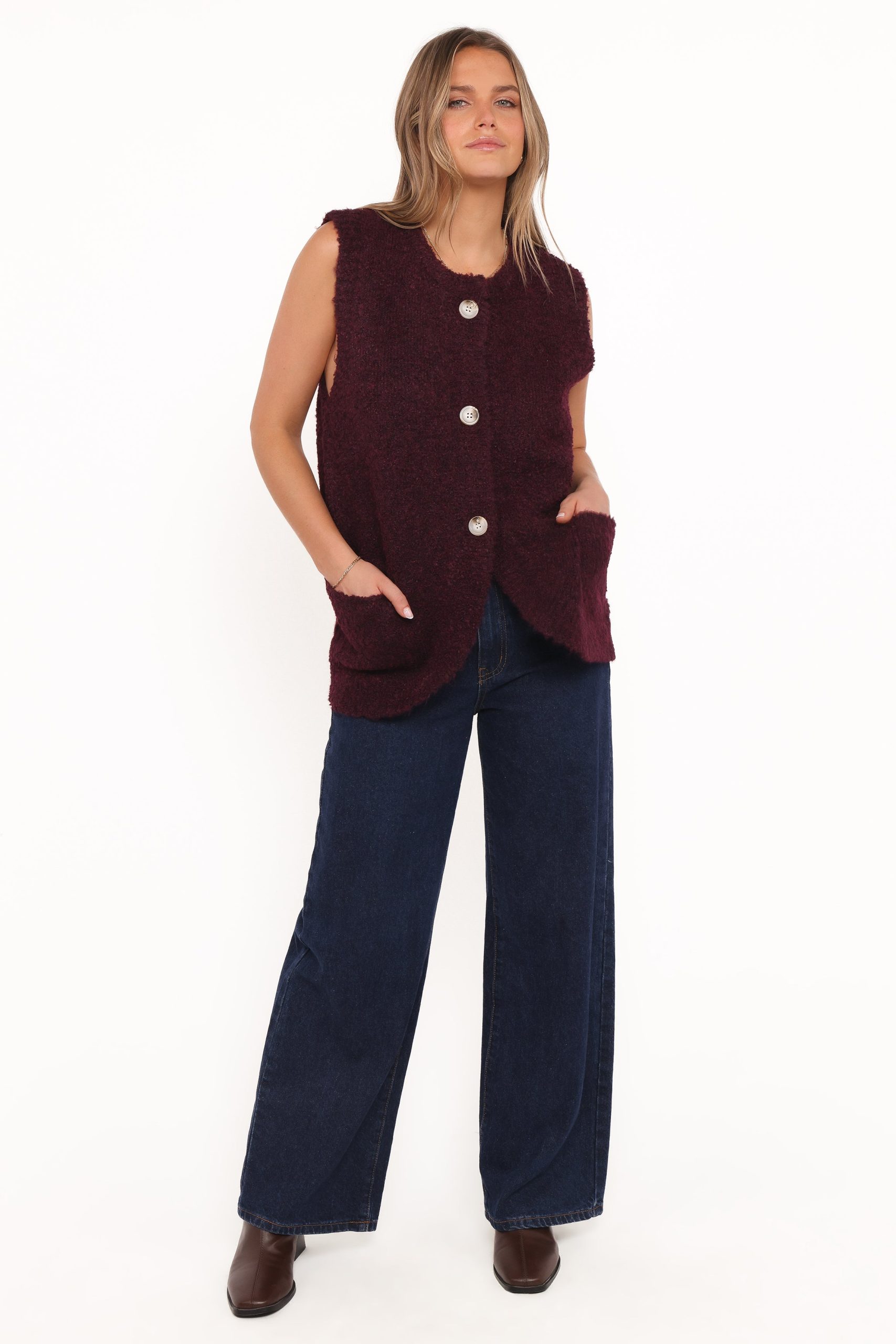 Avery Knit Vest - Wine - Image 6