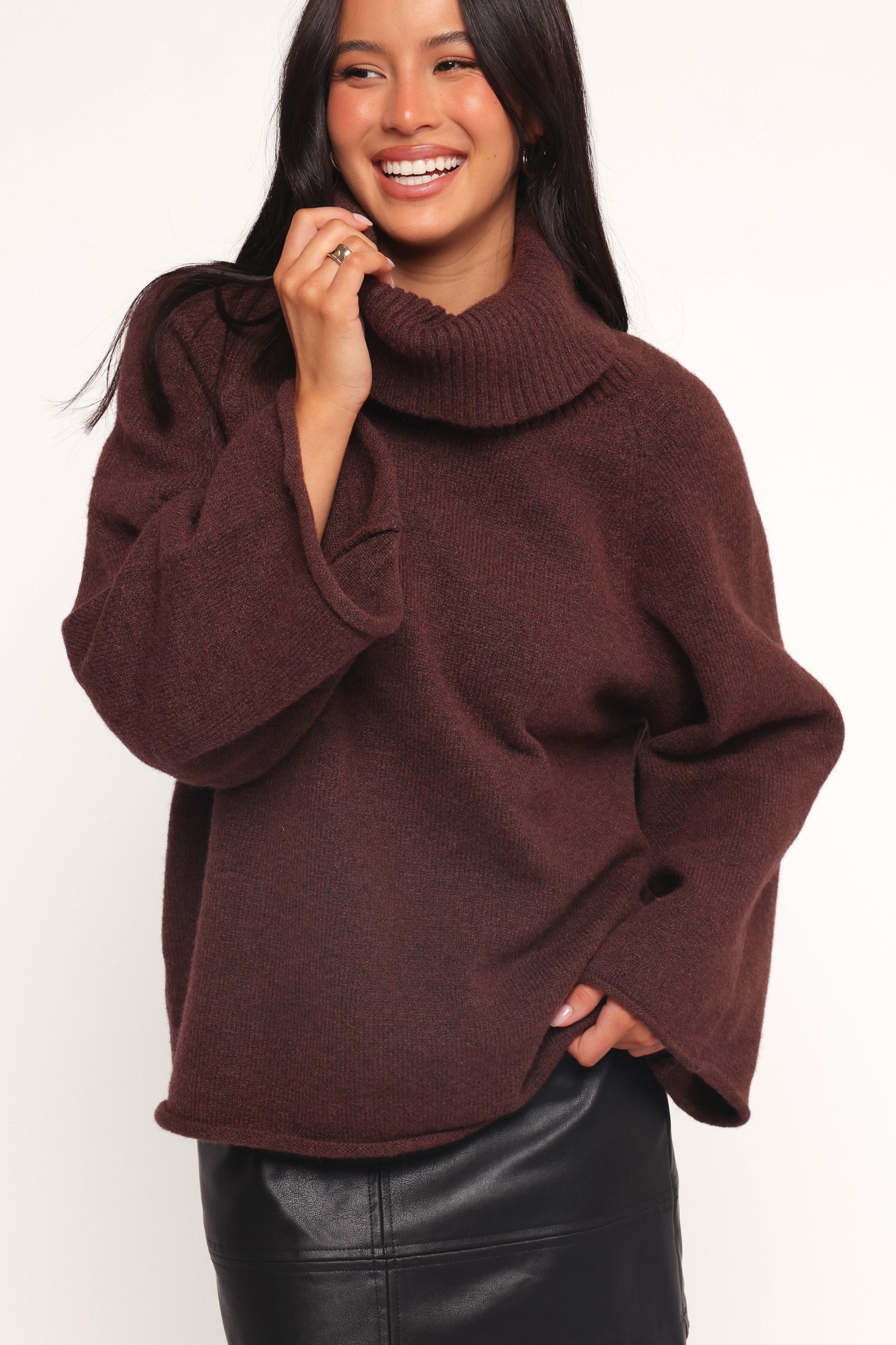 Bindy Cowlneck Knit Sweater - Brown - Image 7
