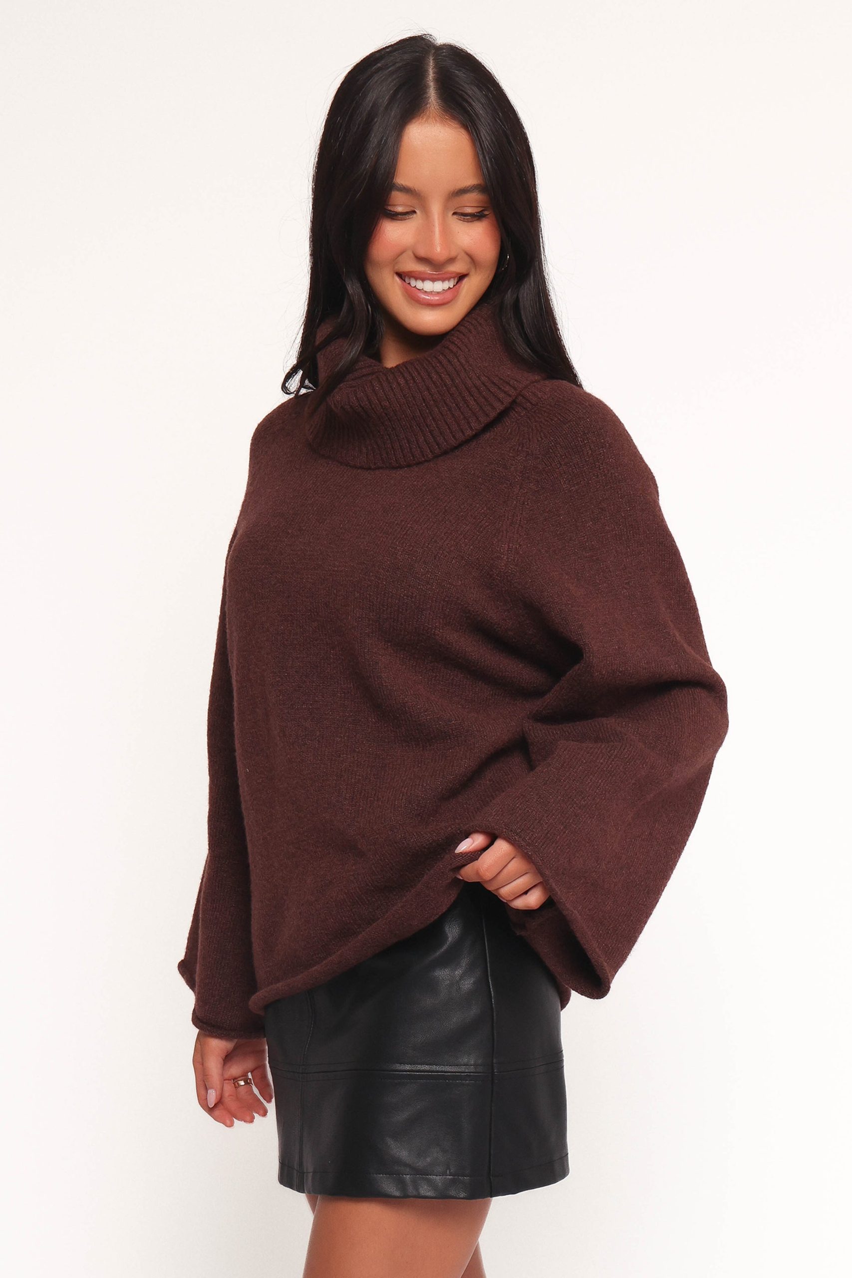 Bindy Cowlneck Knit Sweater - Brown - Image 5