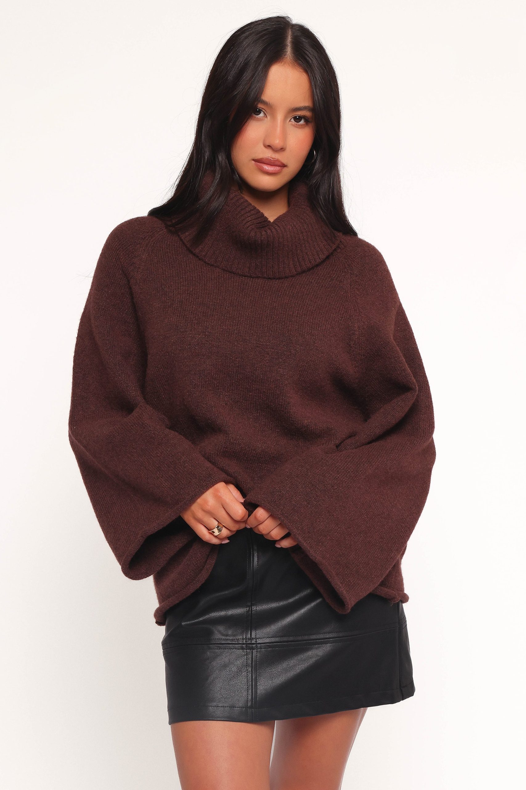 Bindy Cowlneck Knit Sweater - Brown - Image 4