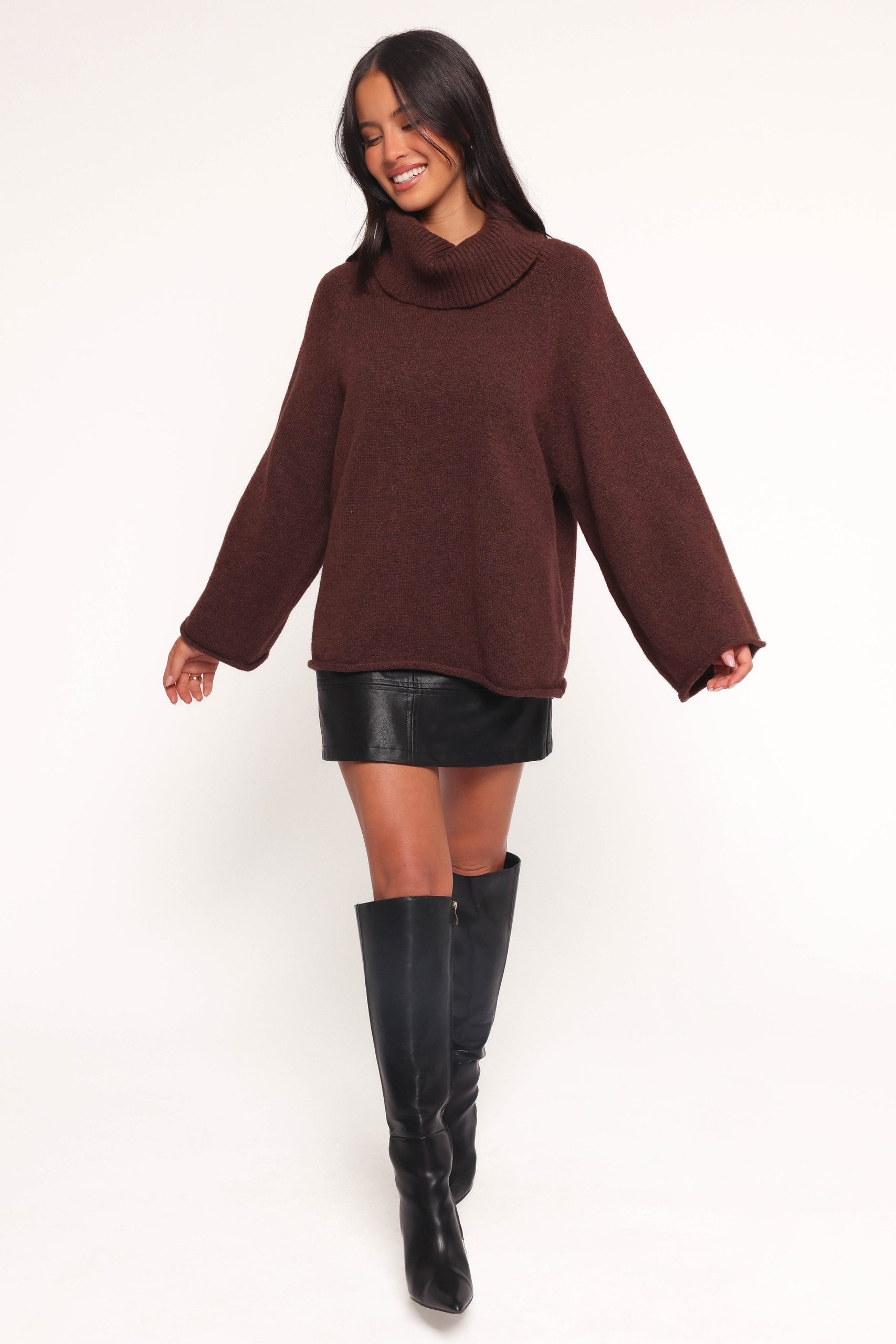 Bindy Cowlneck Knit Sweater - Brown - Image 8