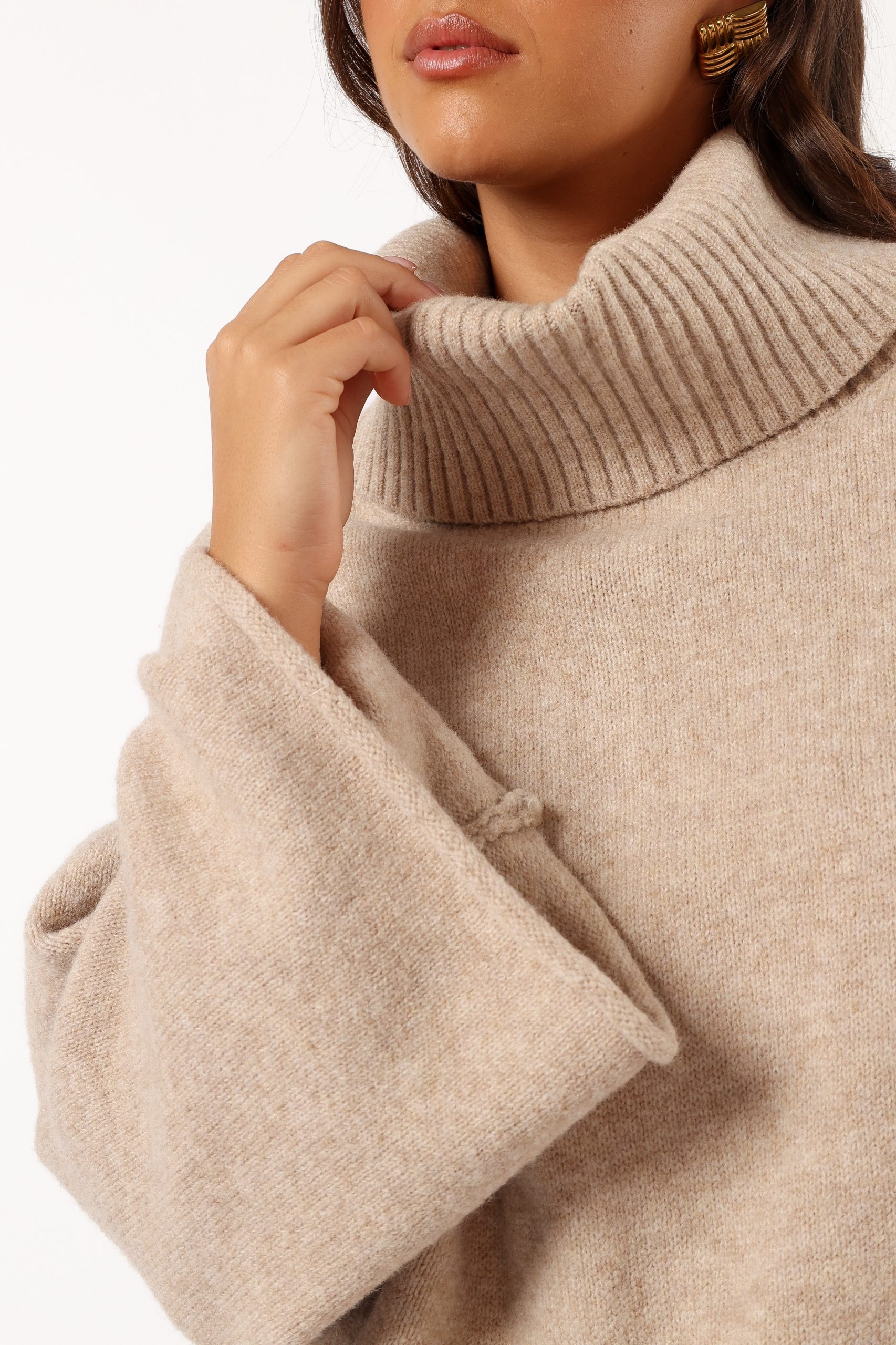 Bindy Cowlneck Knit Sweater - Oatmeal - Image 5