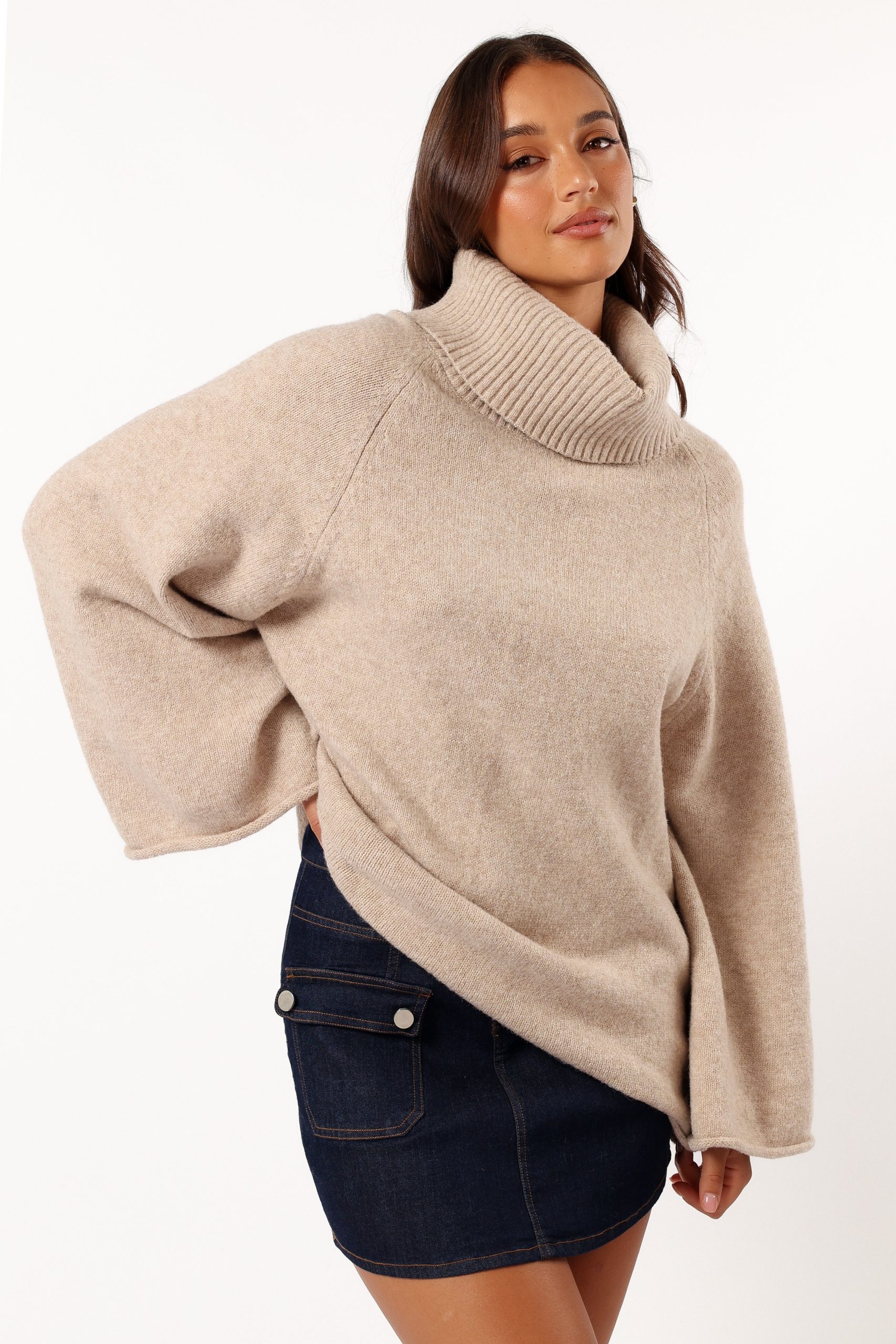 Bindy Cowlneck Knit Sweater - Oatmeal - Image 8