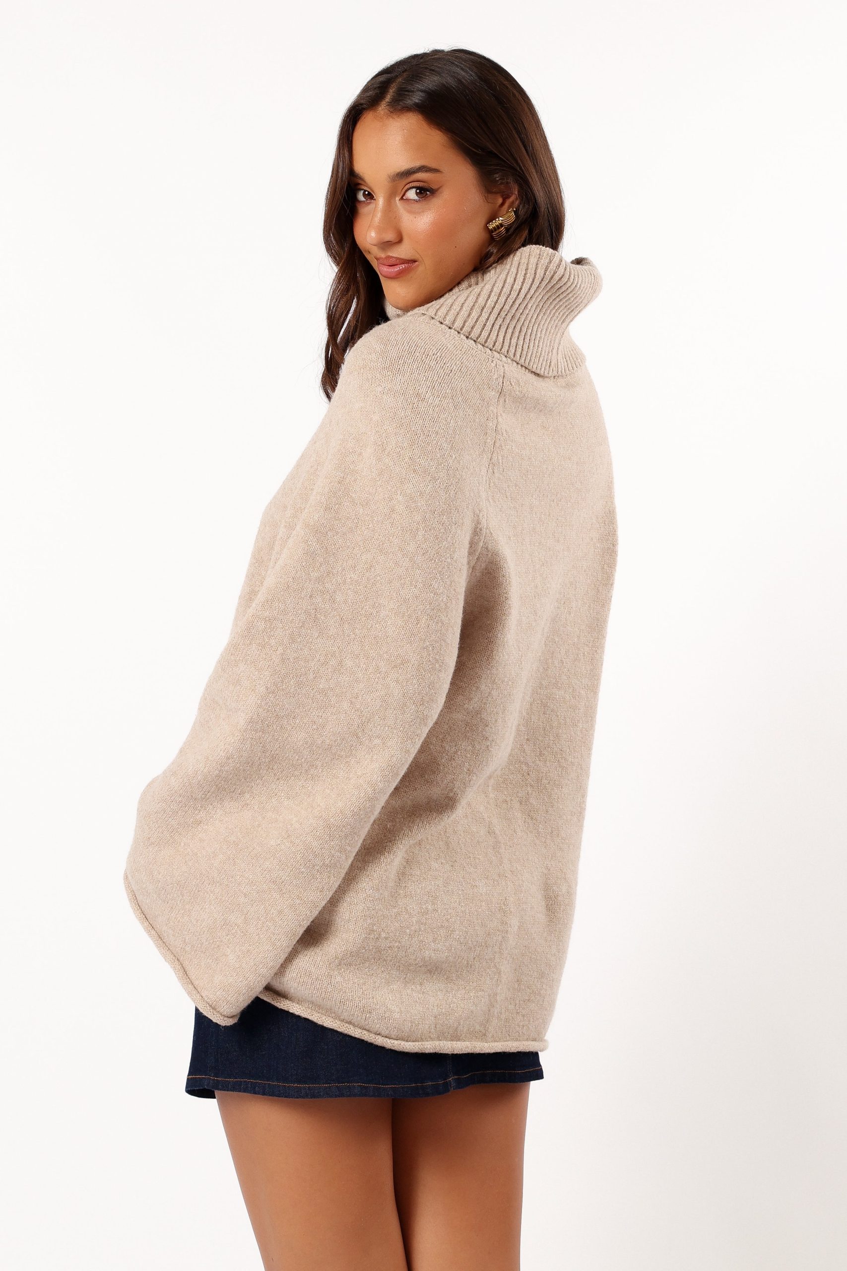 Bindy Cowlneck Knit Sweater - Oatmeal - Image 7