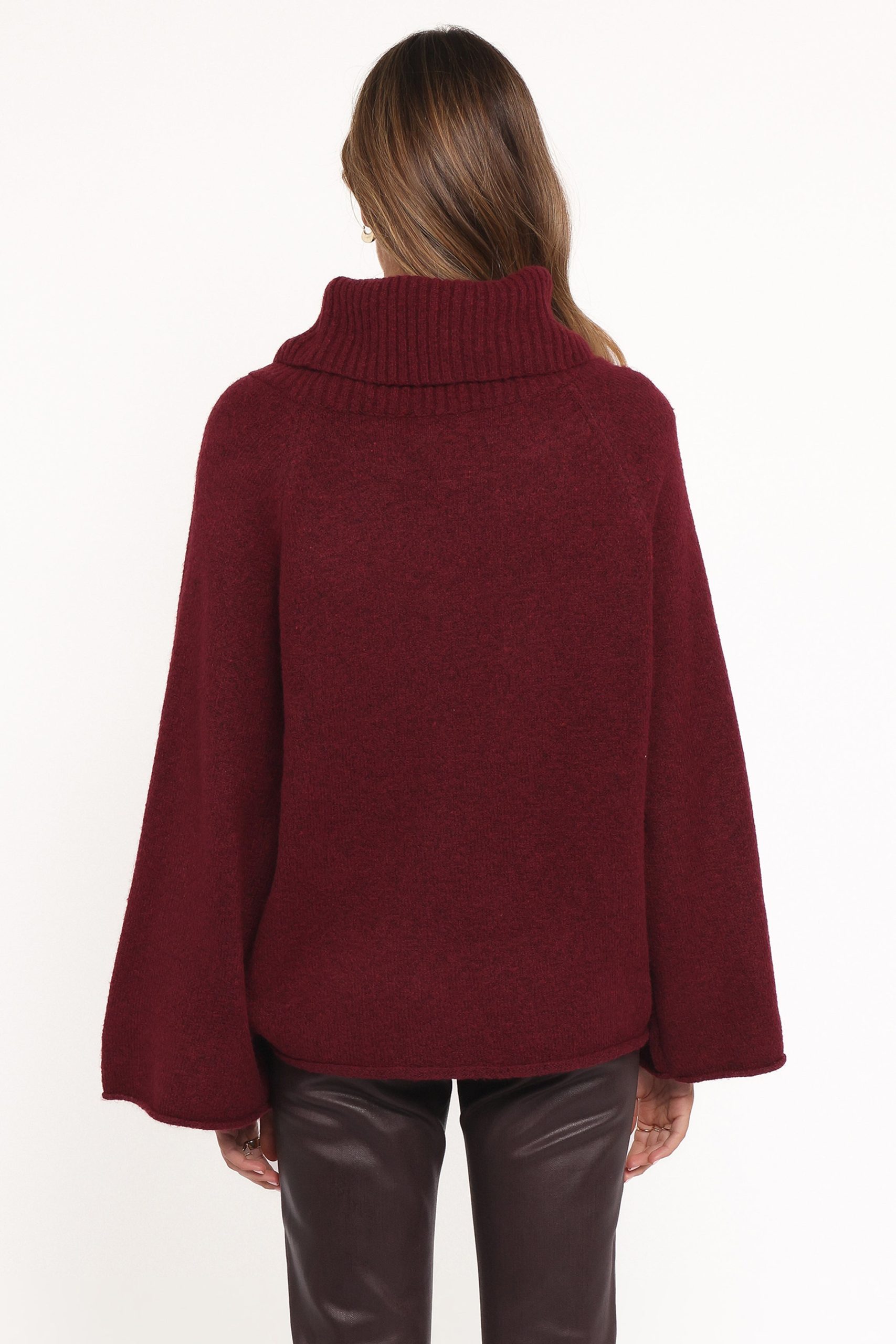 Bindy Cowlneck Knit Sweater - Wine - Image 5