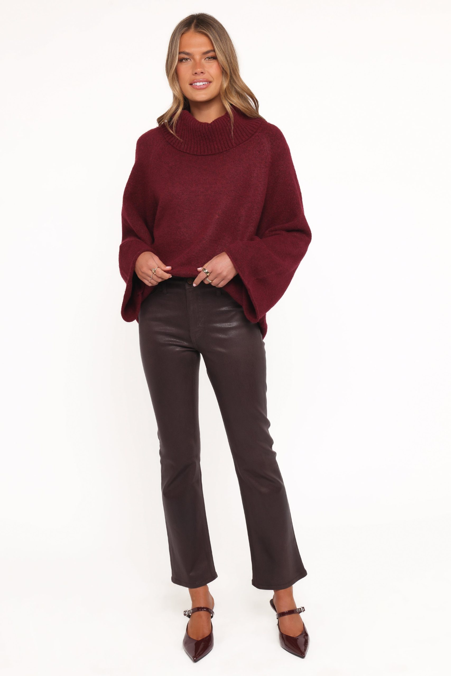 Bindy Cowlneck Knit Sweater - Wine - Image 6