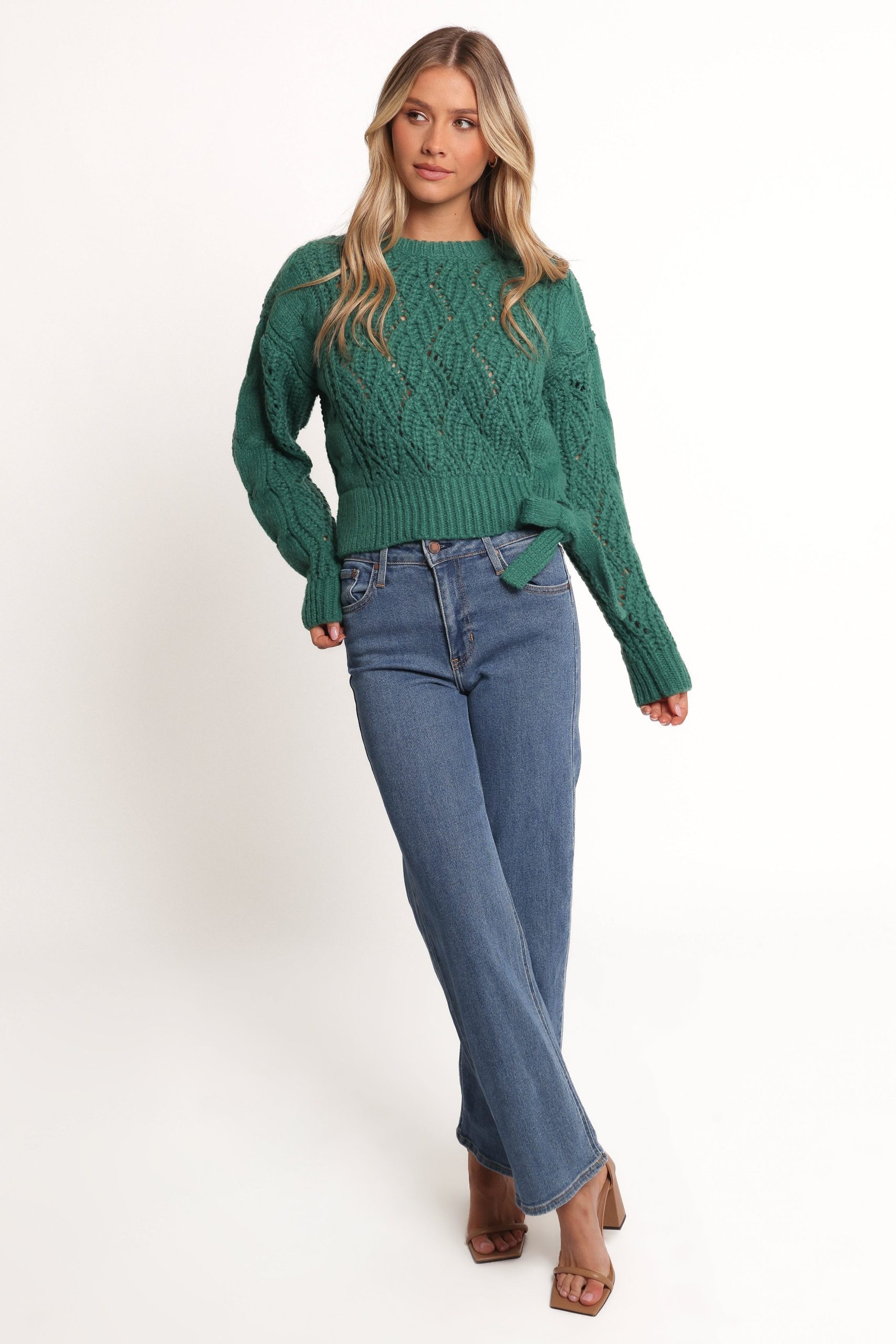 Birdie Tie Side Knit Sweater - Emerald - Image 3