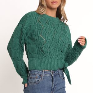 Birdie Tie Side Knit Sweater - Emerald