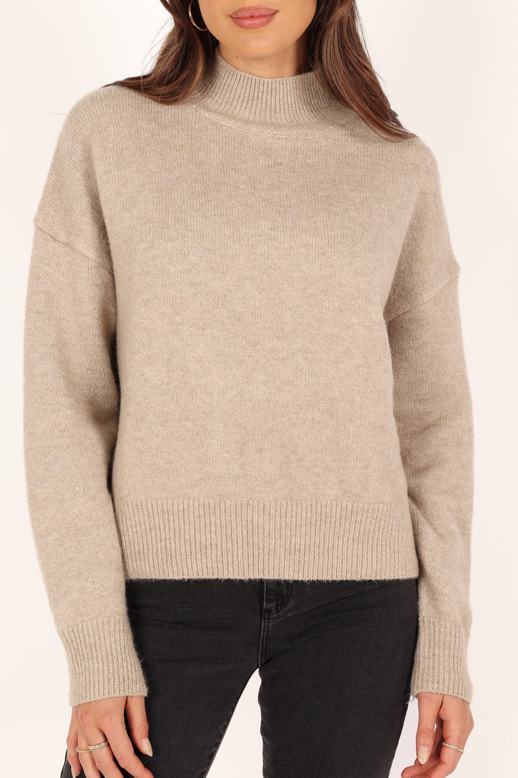 Brianna Mockneck Knit Sweater - Beige - Image 5