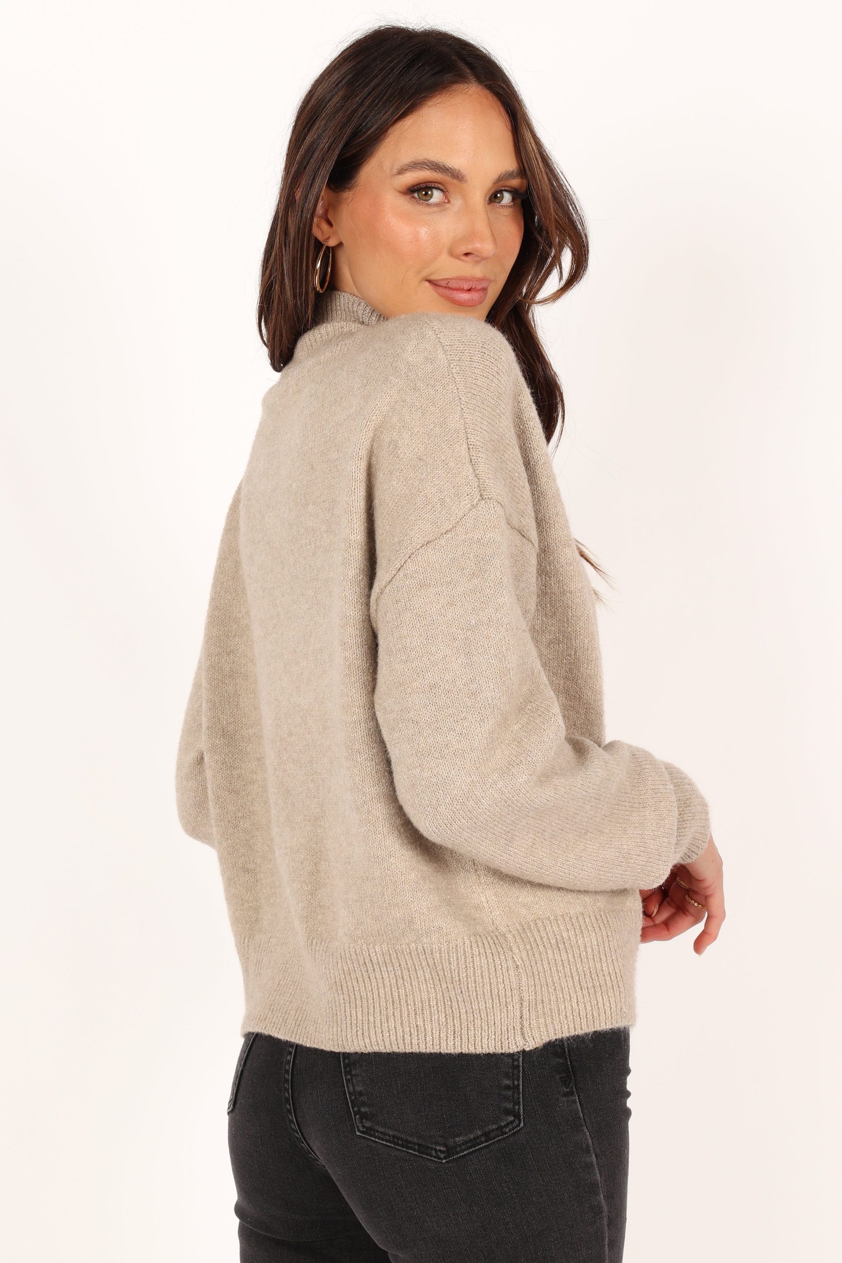 Brianna Mockneck Knit Sweater - Beige - Image 9