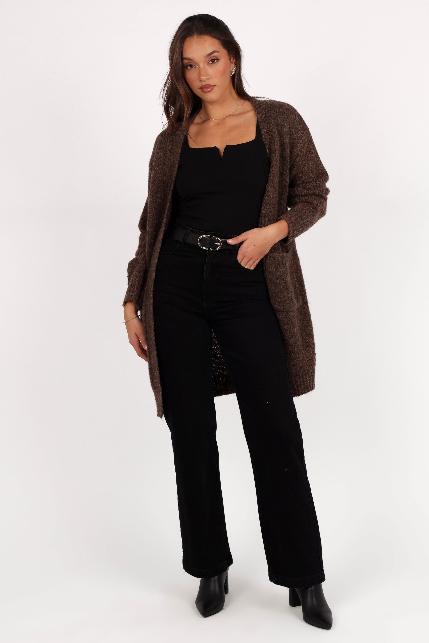 Callan Long Cardigan - Brown - Image 2