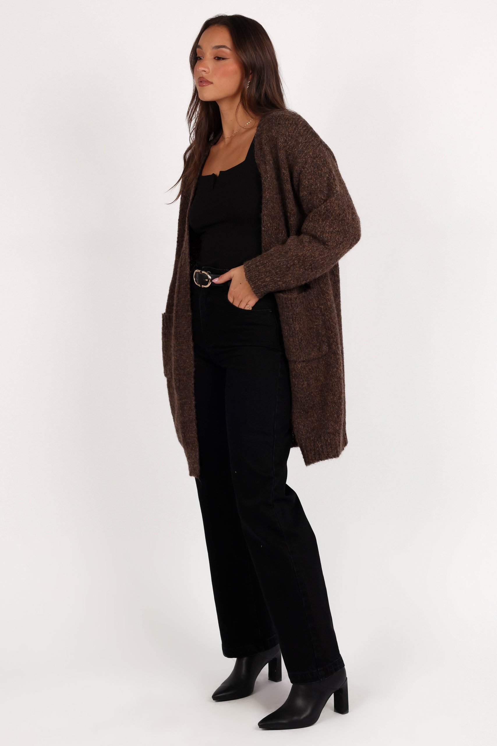 Callan Long Cardigan - Brown - Image 3