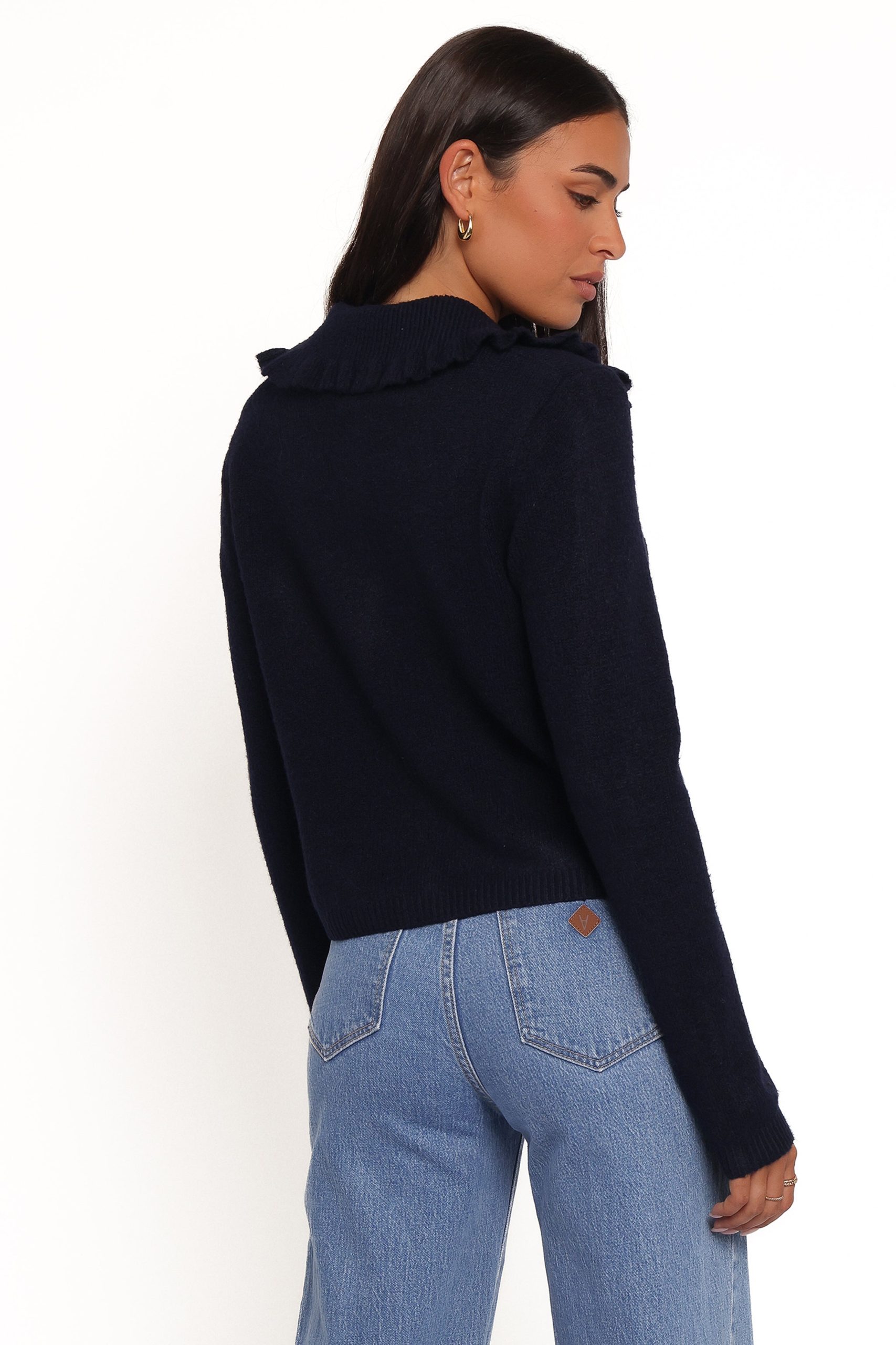 Carmello Frill Collar Cardigan - Navy - Image 4