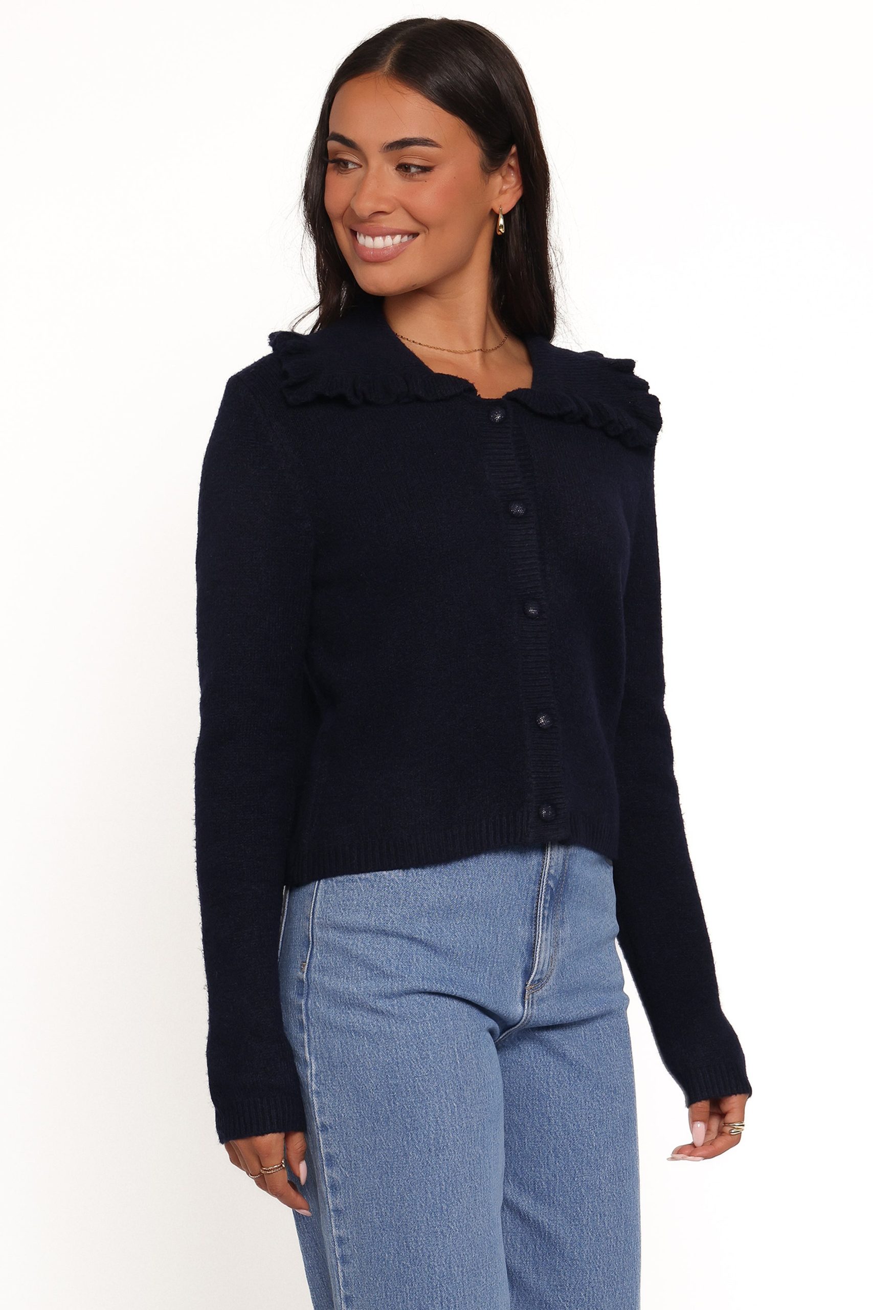 Carmello Frill Collar Cardigan - Navy - Image 3